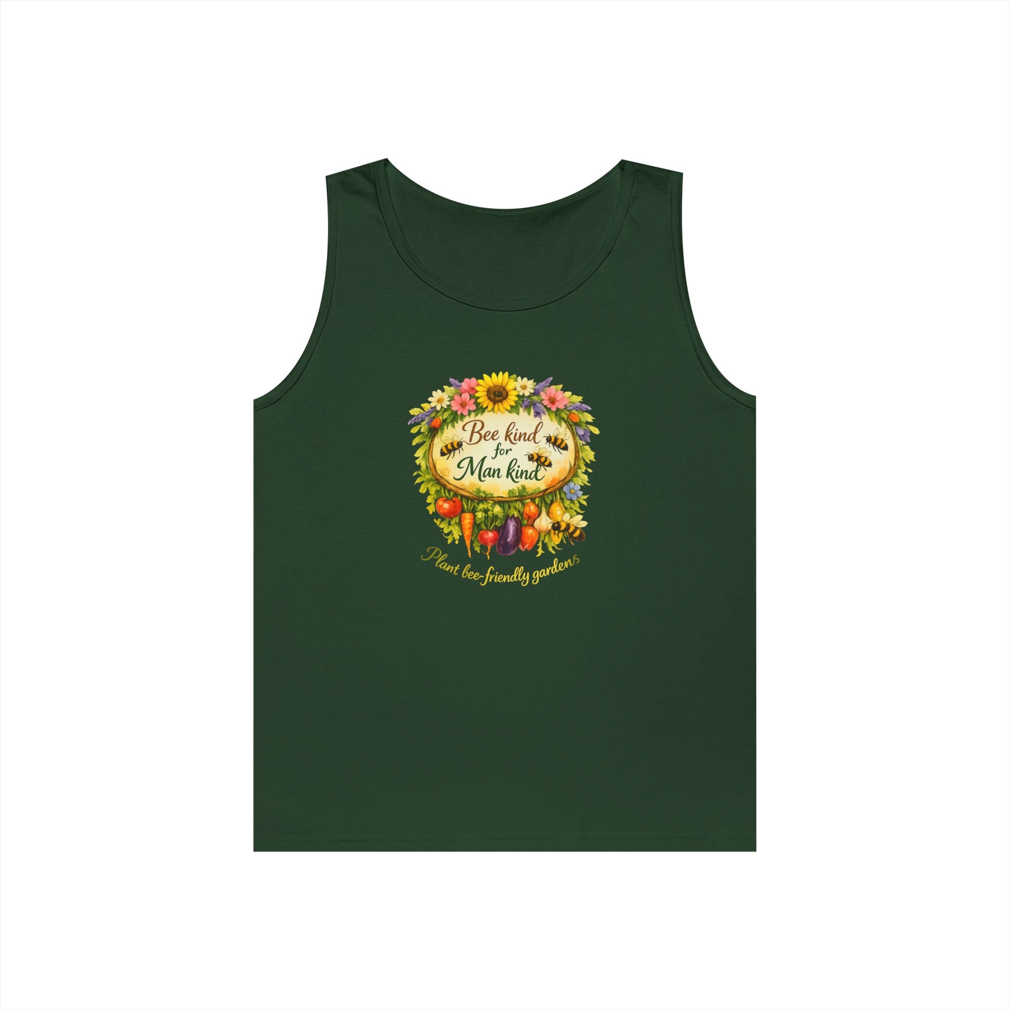 Sunflower Harvest Tank Top — "Bee Kind to mankind" Floral Summer Shirt