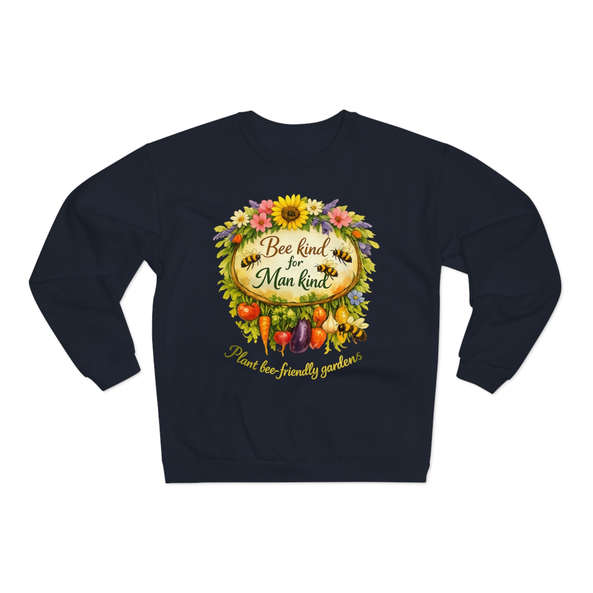Bee Kind for Mankind Sweatshirt — Floral Sunflower & Bee Graphic Crewneck