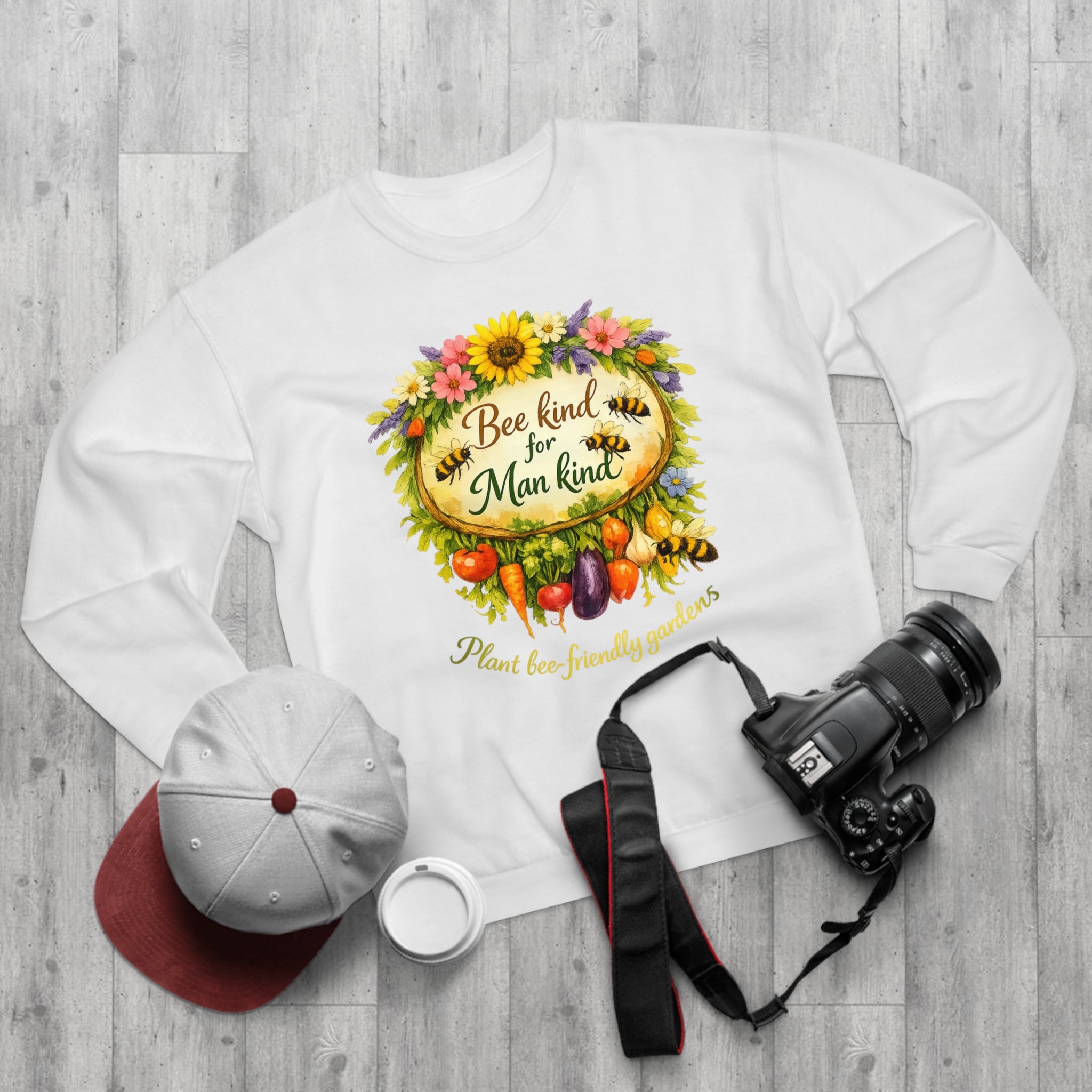 Bee Kind for Mankind Sweatshirt — Floral Sunflower & Bee Graphic Crewneck