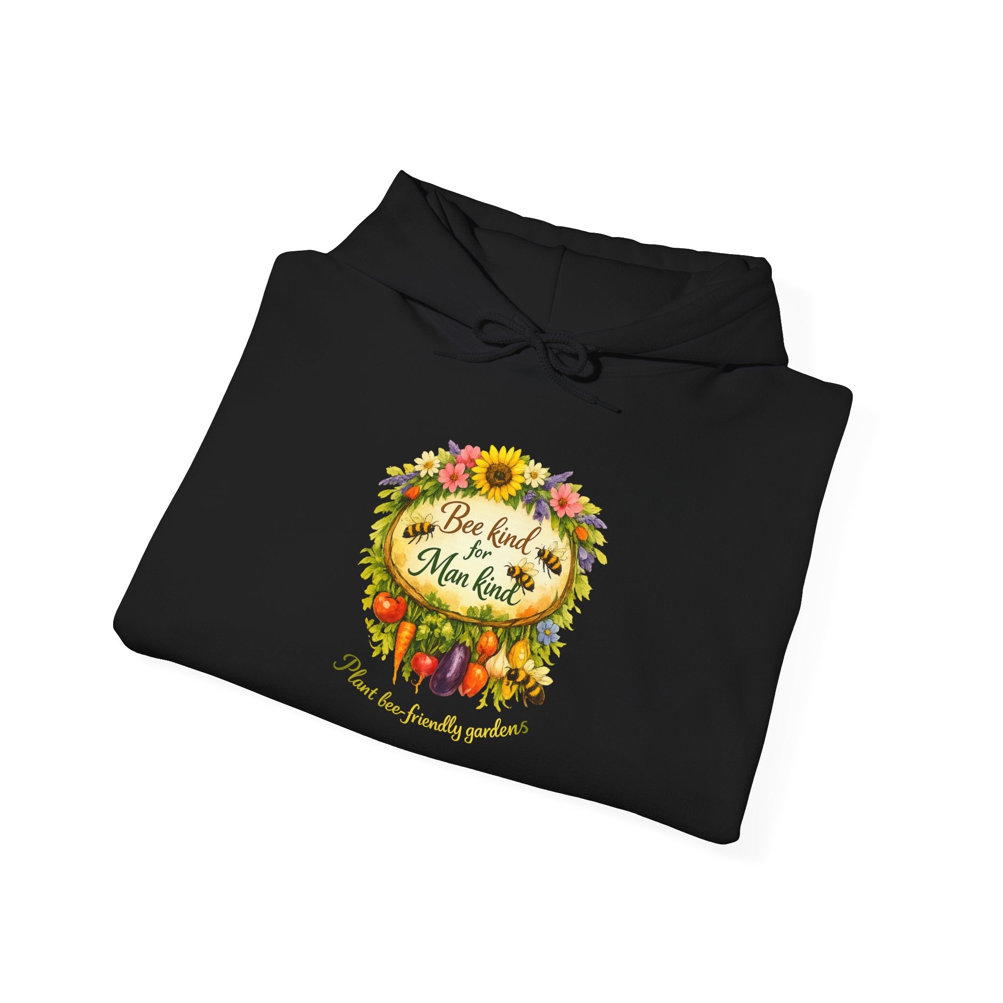 Autumn Floral "Bee Kind to Mankind" Hoodie — Cozy Fall Sweatshirt Gift