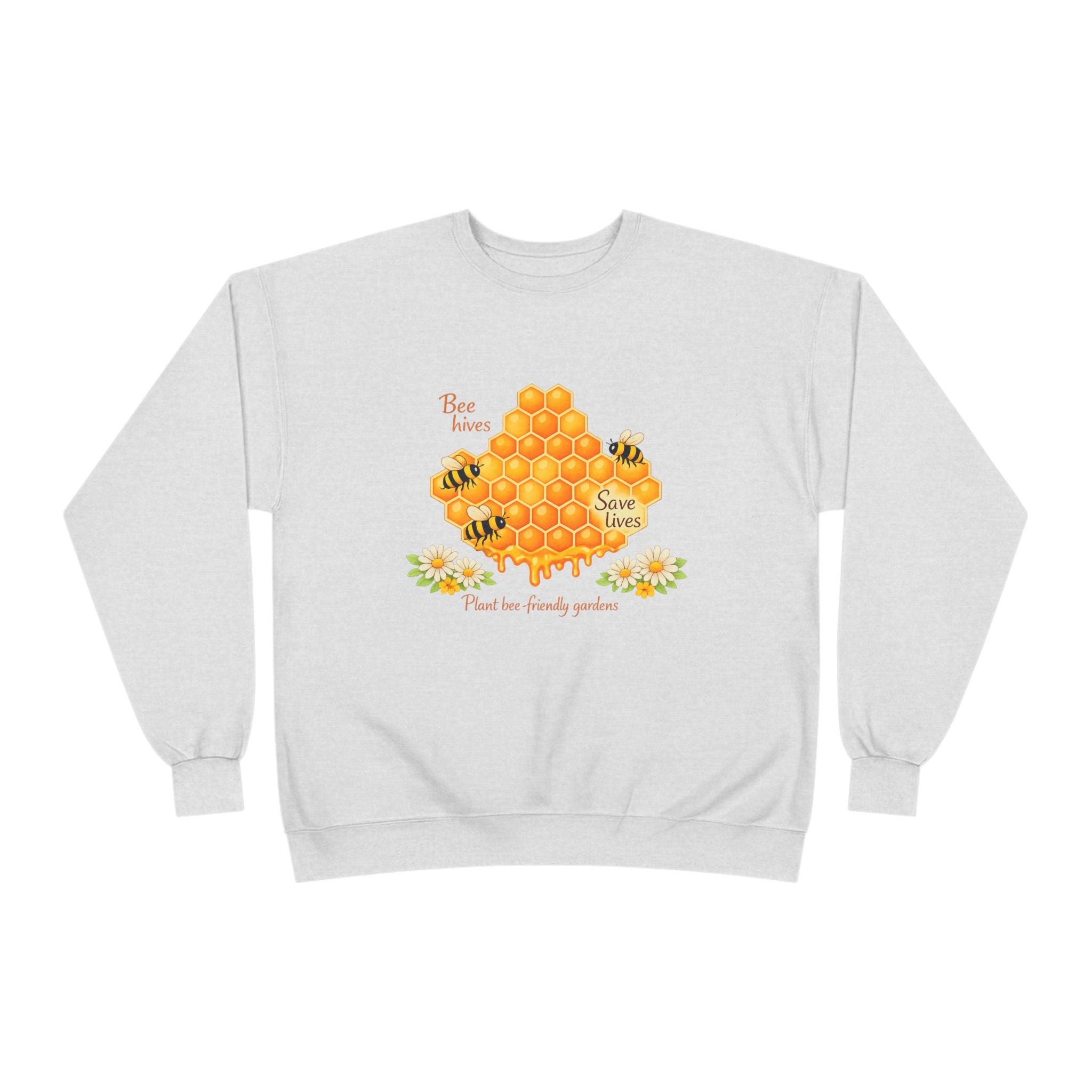 Bee Hive Sweatshirt – Save the Bees Honeycomb Floral Crewneck