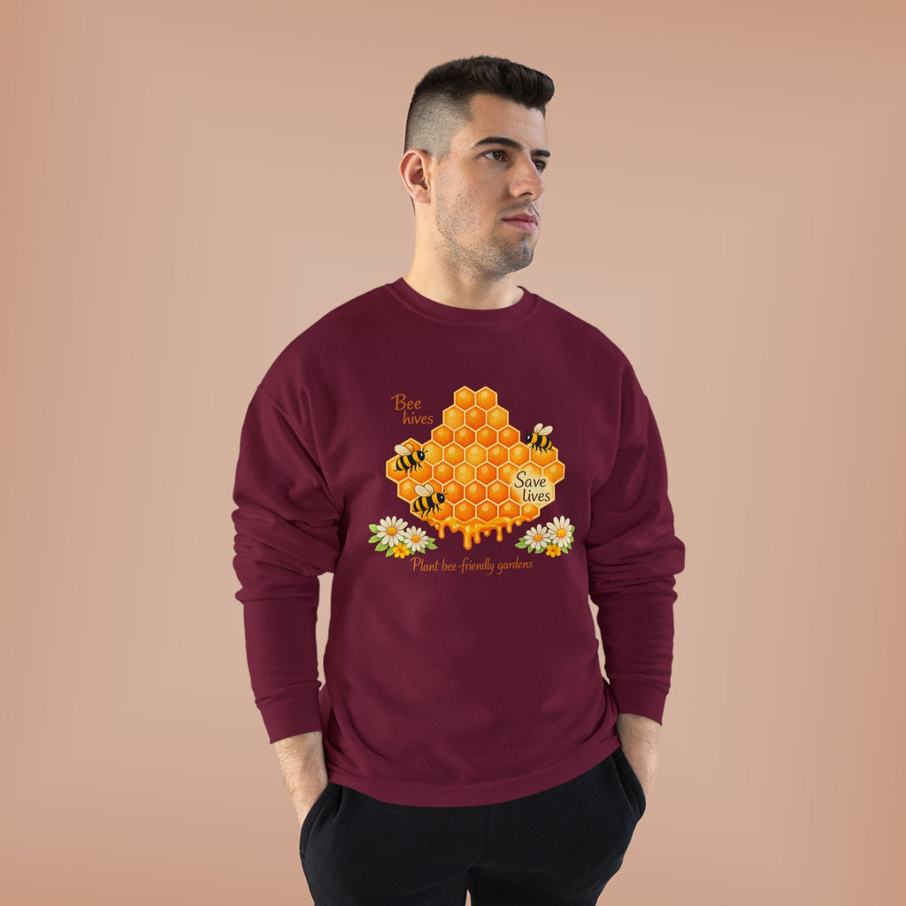 Bee Hive Sweatshirt – Save the Bees Honeycomb Floral Crewneck
