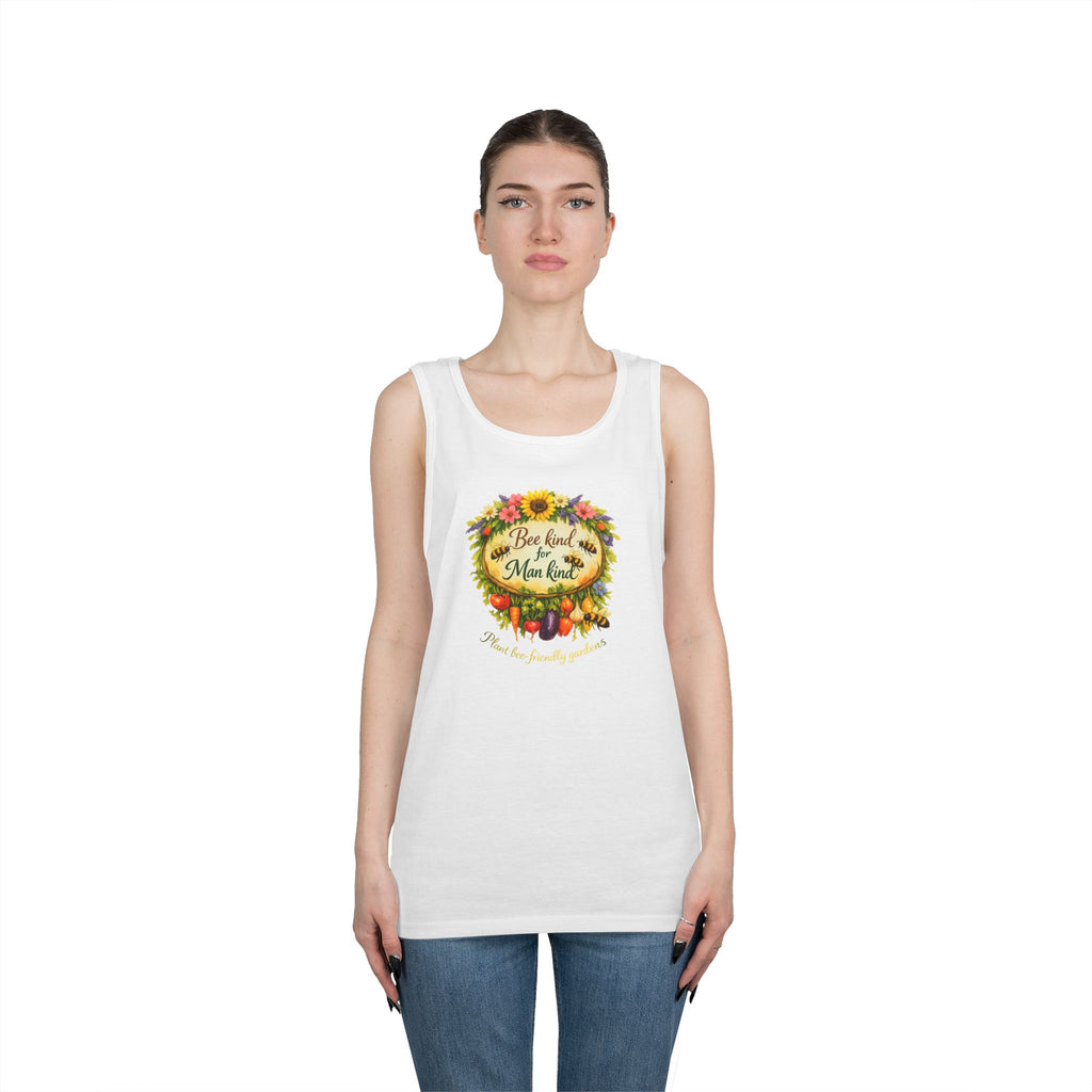 Sunflower Harvest Tank Top — "Bee Kind to mankind" Floral Summer Shirt
