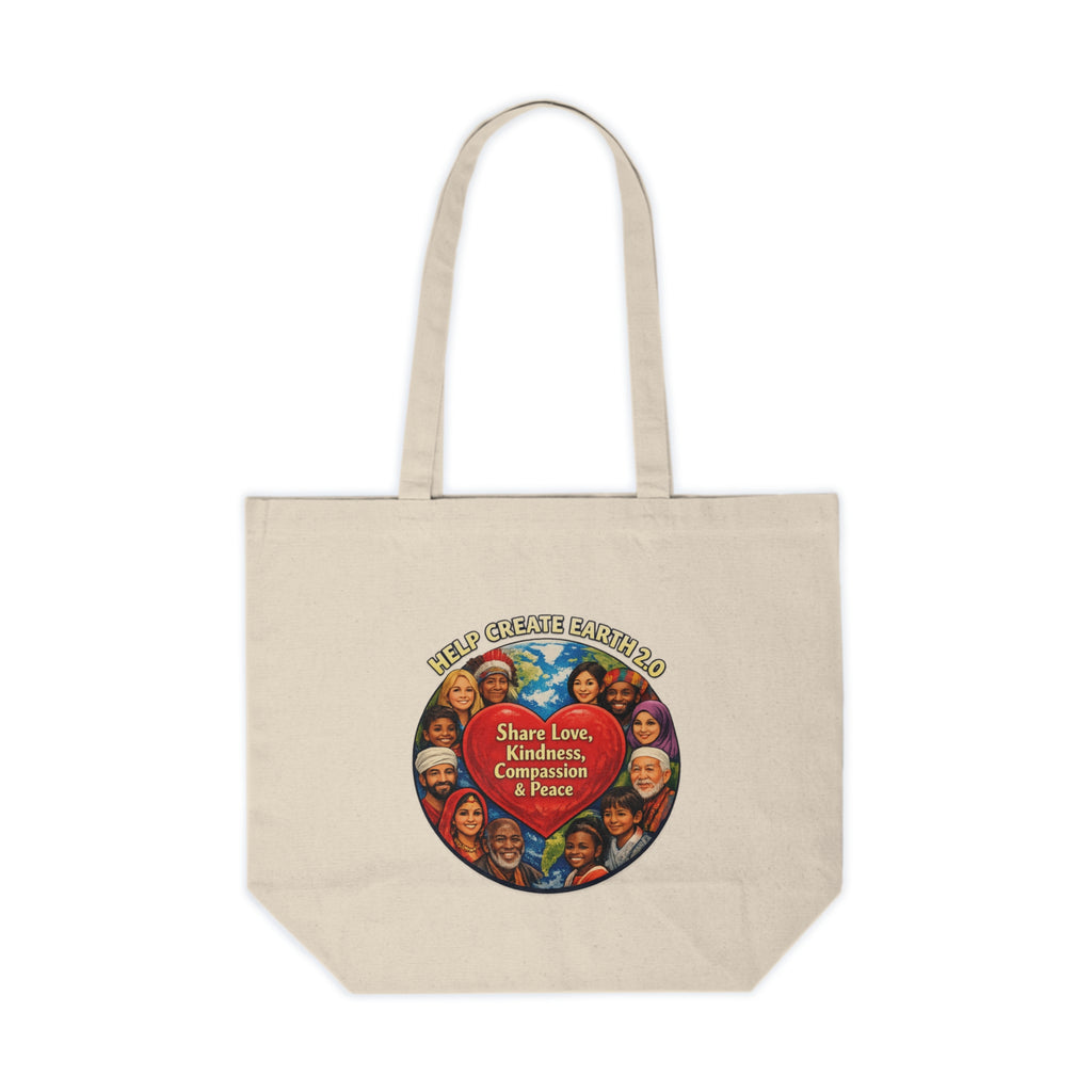 Keep Creating Earth 2.0 Canvas Tote — 'Share Love, Kindness, Compassion & Peace' Eco Shopper
