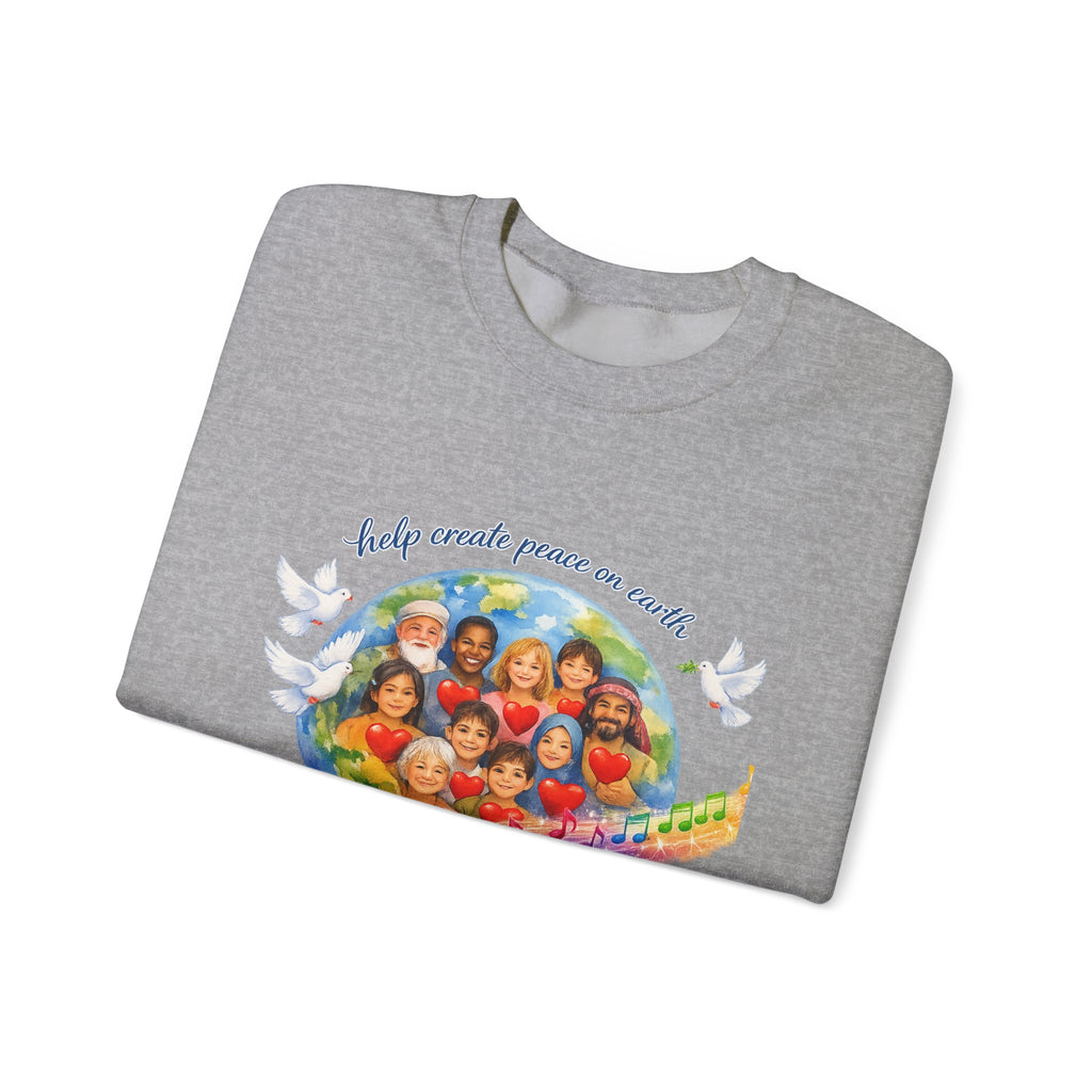 Peace on Earth Crewneck Sweatshirt — "Help Create Peace on Earth" Kids of the World Design