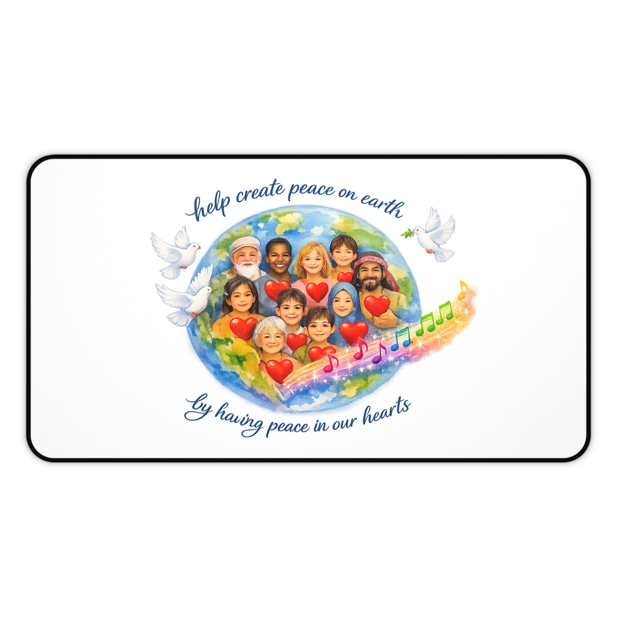 Radiate Peace Desk Mat — Inspirational Quote Desk Pad