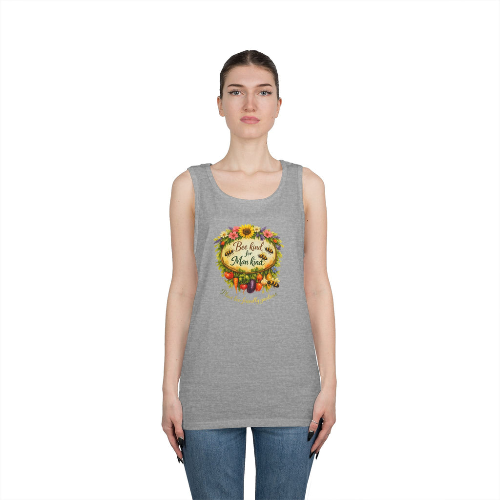 Sunflower Harvest Tank Top — "Bee Kind to mankind" Floral Summer Shirt