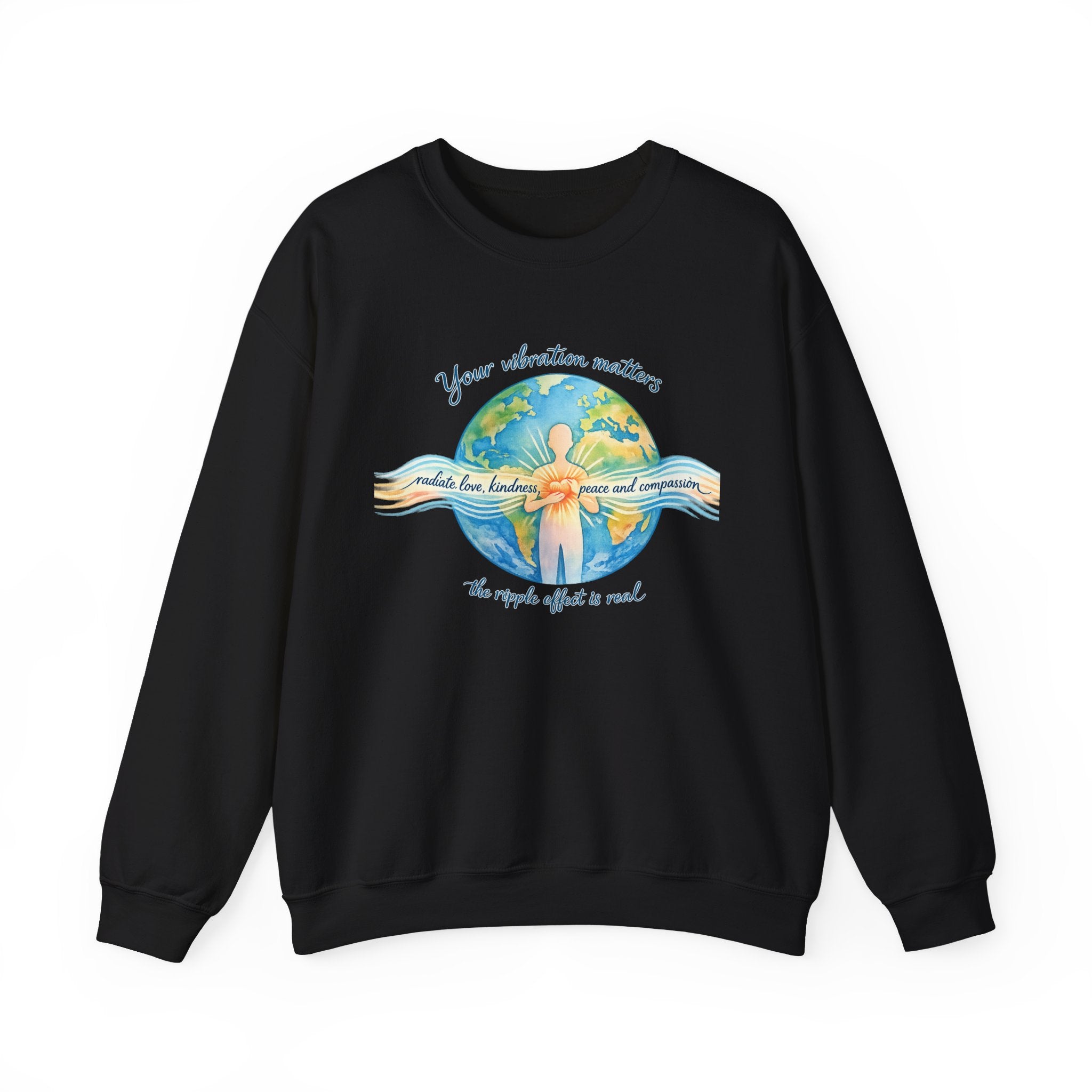 Crewneck Sweatshirt — "Your Vibration Matters" Earth & Heart Graphic