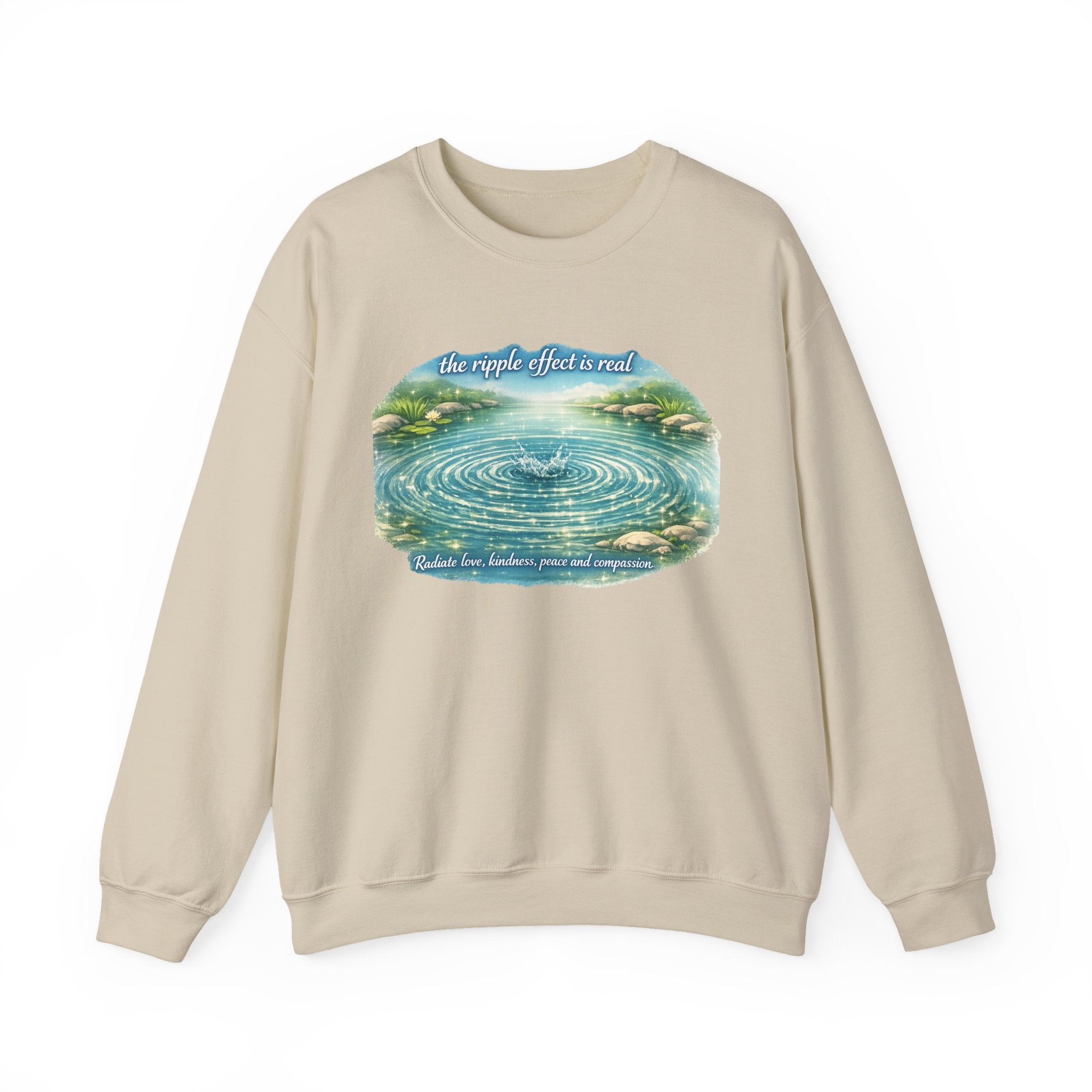 Ripple Effect Crewneck Sweatshirt — Scenic Lake Ripple Design