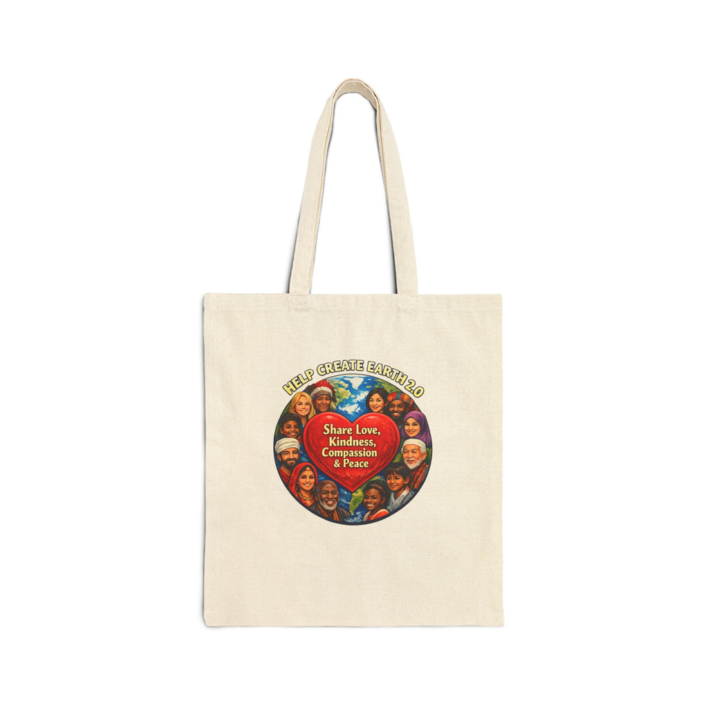 Be the Change Cotton Canvas Tote — Inspirational Kindness & Peace Tote Bag