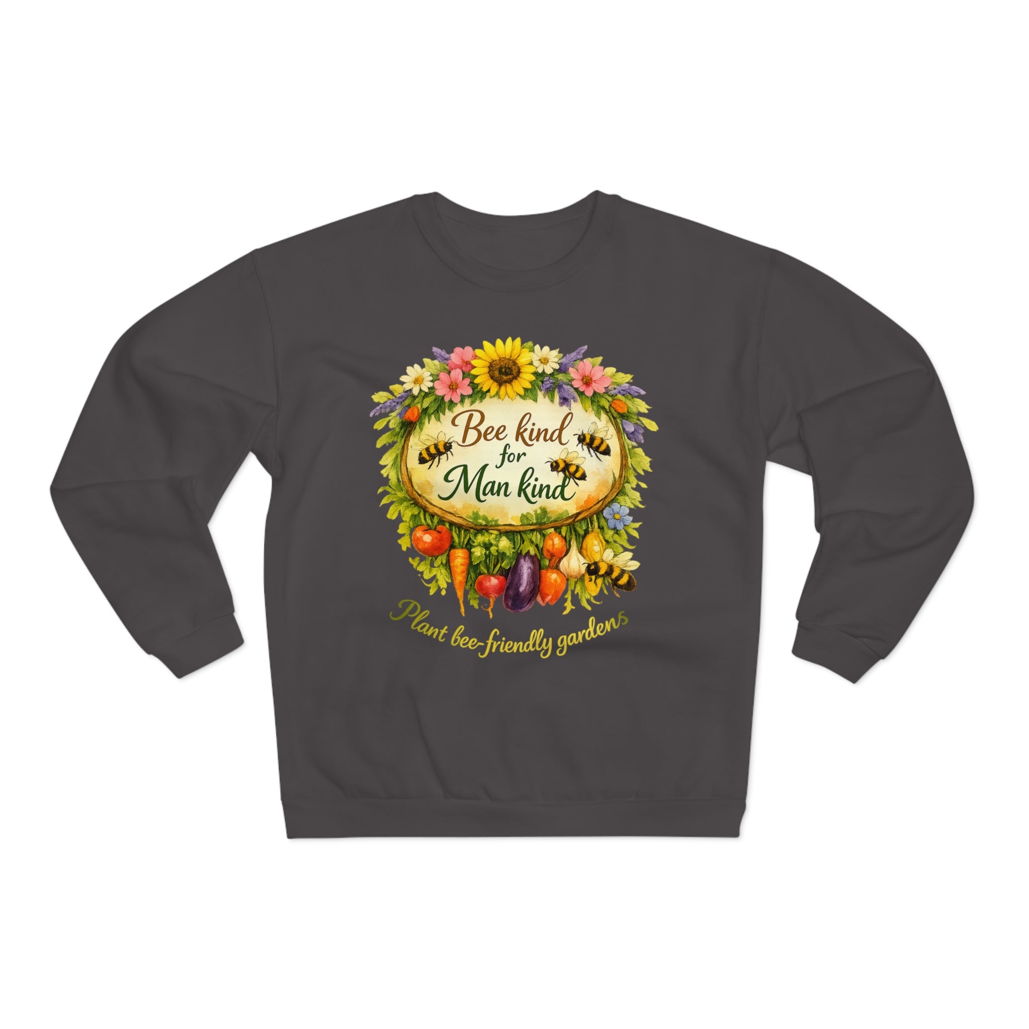 Bee Kind for Mankind Sweatshirt — Floral Sunflower & Bee Graphic Crewneck