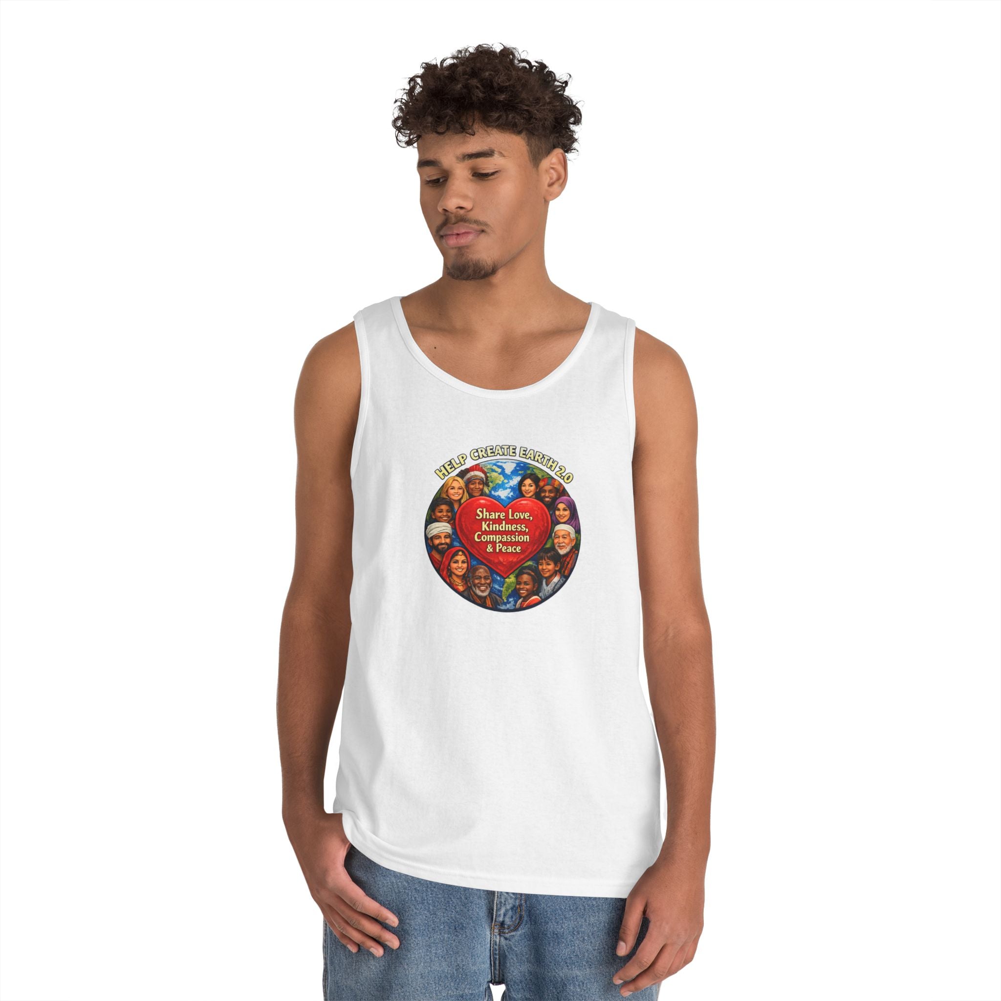 Peace & Kindness Tank Top — "Share Love, Kindness, Compassion & Peace" Graphic