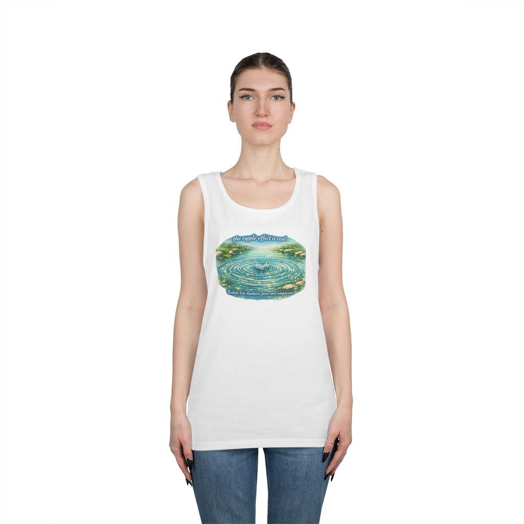 Lake Ripple Nature Tank Top — Serene Watercolor Mountain Pond Design