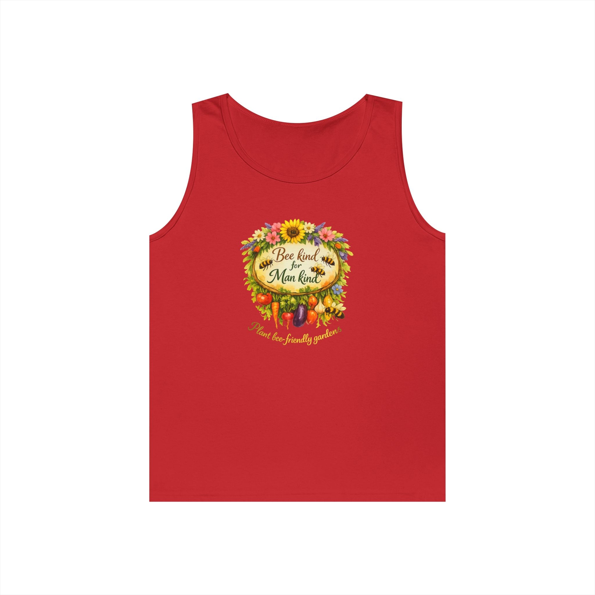 Sunflower Harvest Tank Top — "Bee Kind to mankind" Floral Summer Shirt