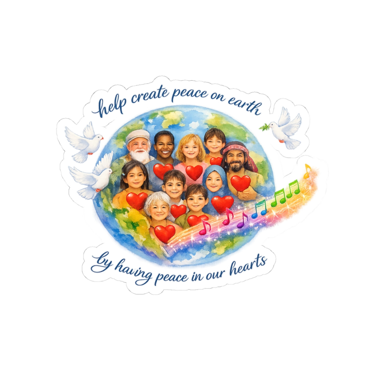 Peace on earth Kiss-Cut Stickers