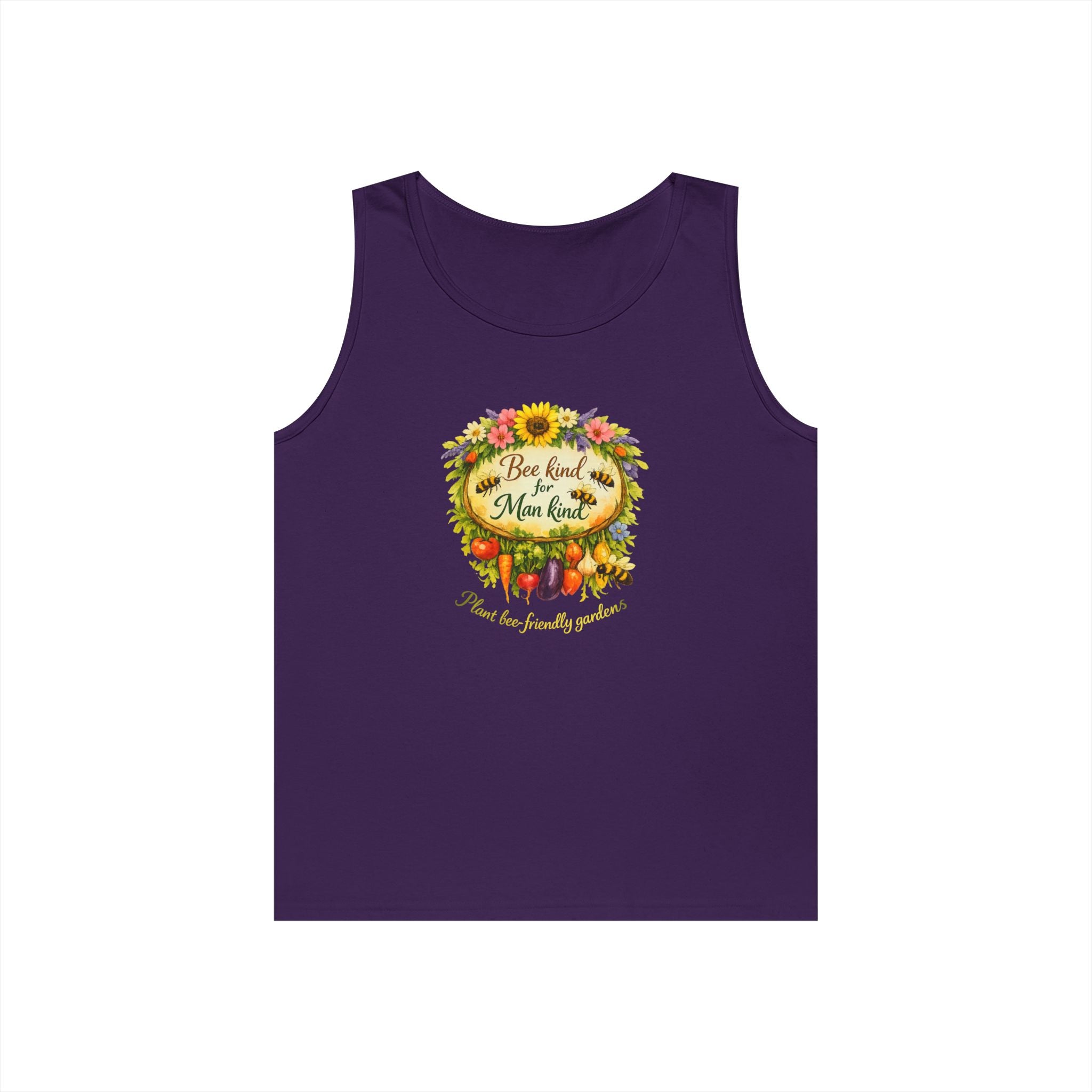 Sunflower Harvest Tank Top — "Bee Kind to mankind" Floral Summer Shirt