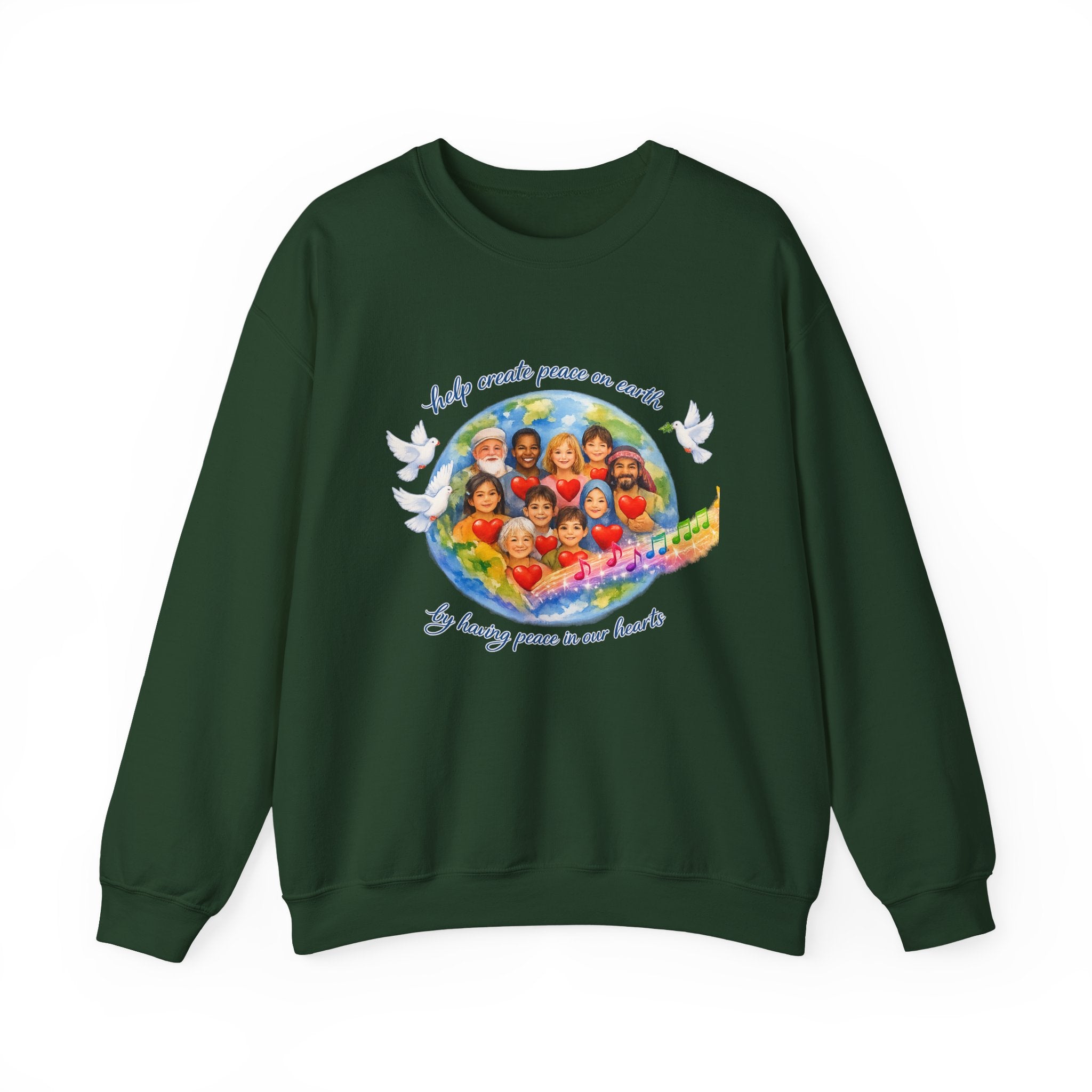 Peace on Earth Crewneck Sweatshirt — "Help Create Peace on Earth" Kids of the World Design