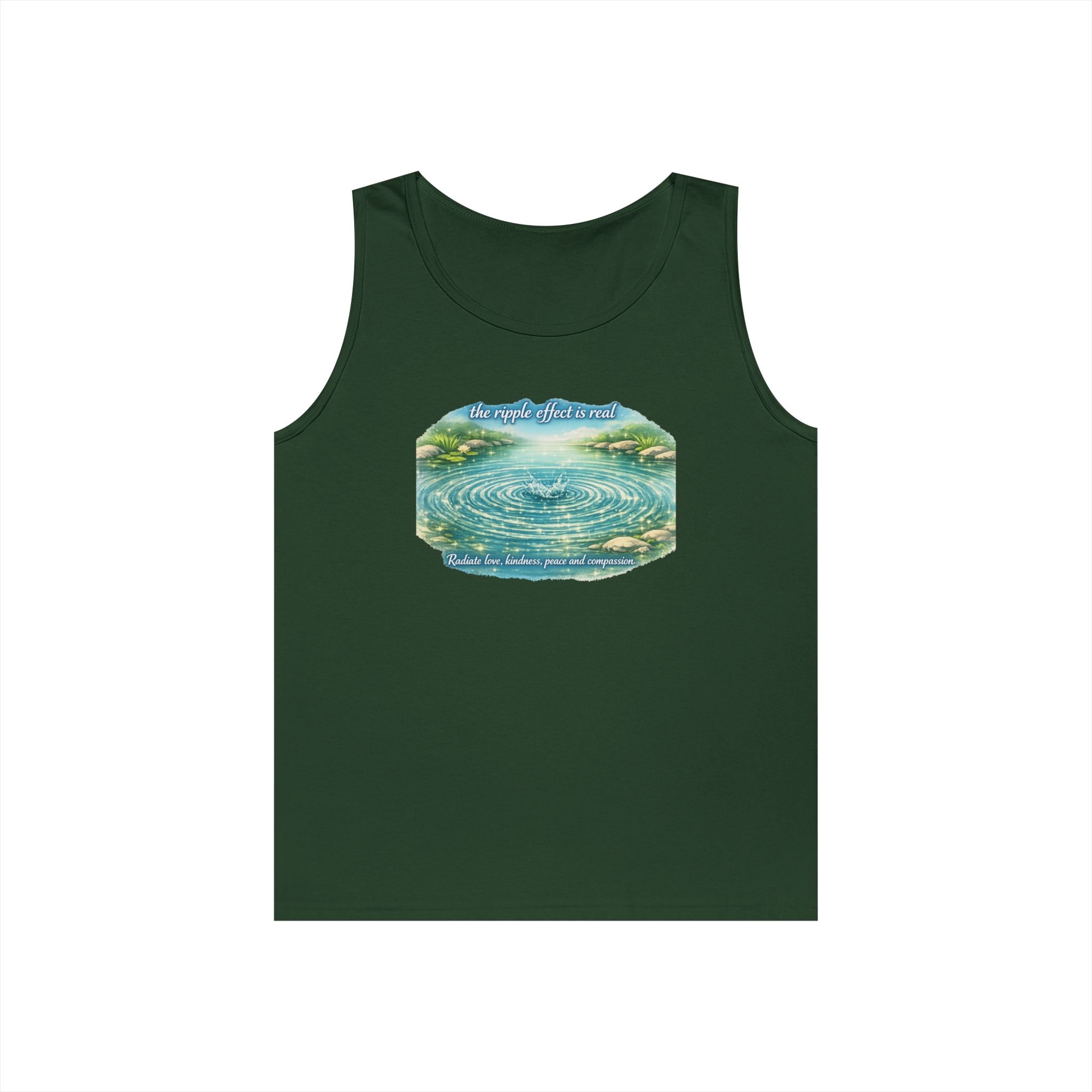 Lake Ripple Nature Tank Top — Serene Watercolor Mountain Pond Design