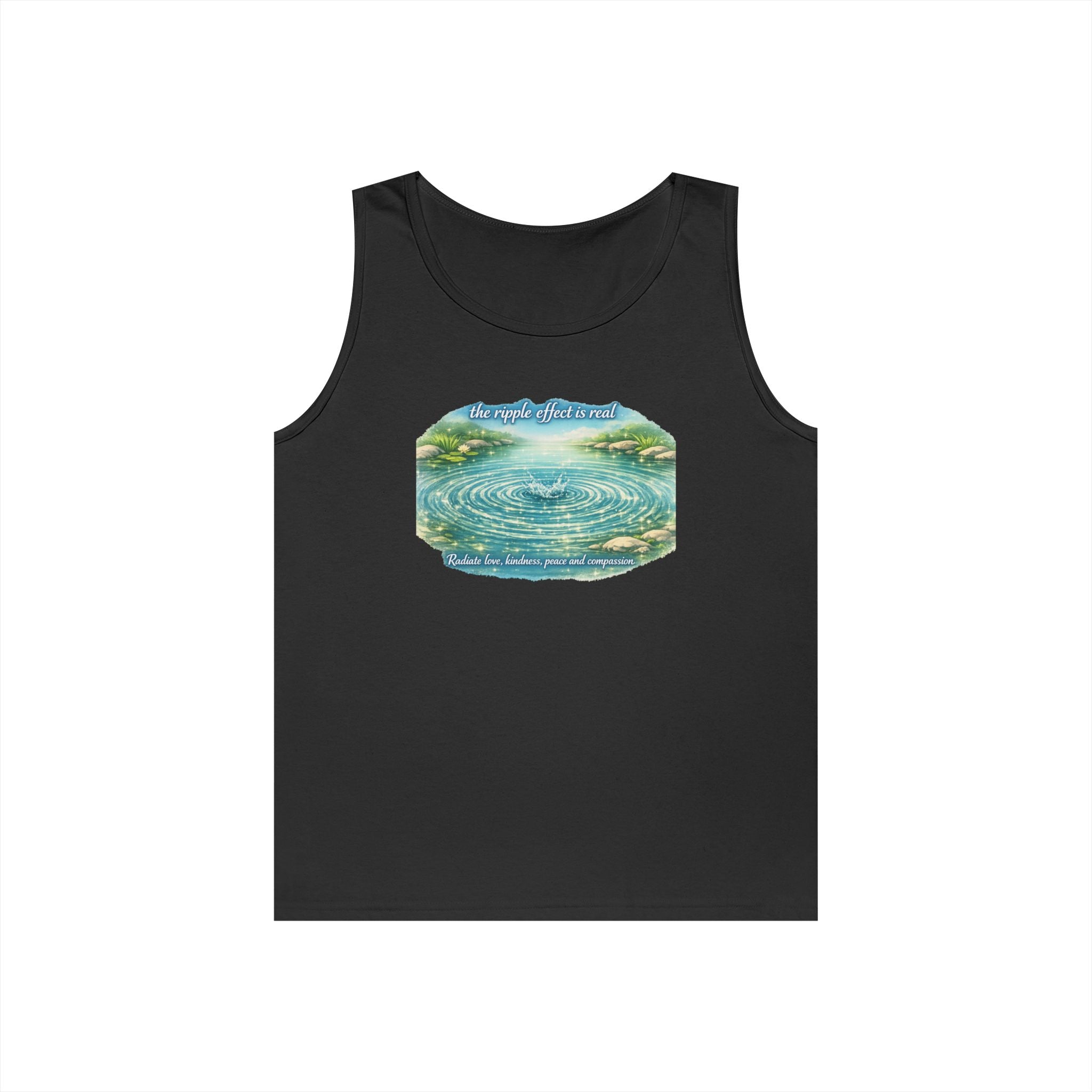 Lake Ripple Nature Tank Top — Serene Watercolor Mountain Pond Design