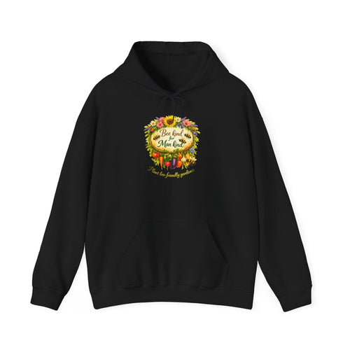 Autumn Floral "Bee Kind to Mankind" Hoodie — Cozy Fall Sweatshirt Gift