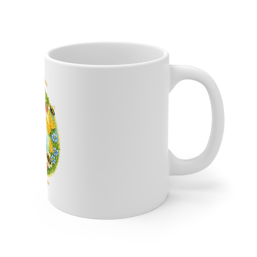 Nourish Our Bees 11oz Coffee Mug — Australian Wildflower & Bee Conservation Design