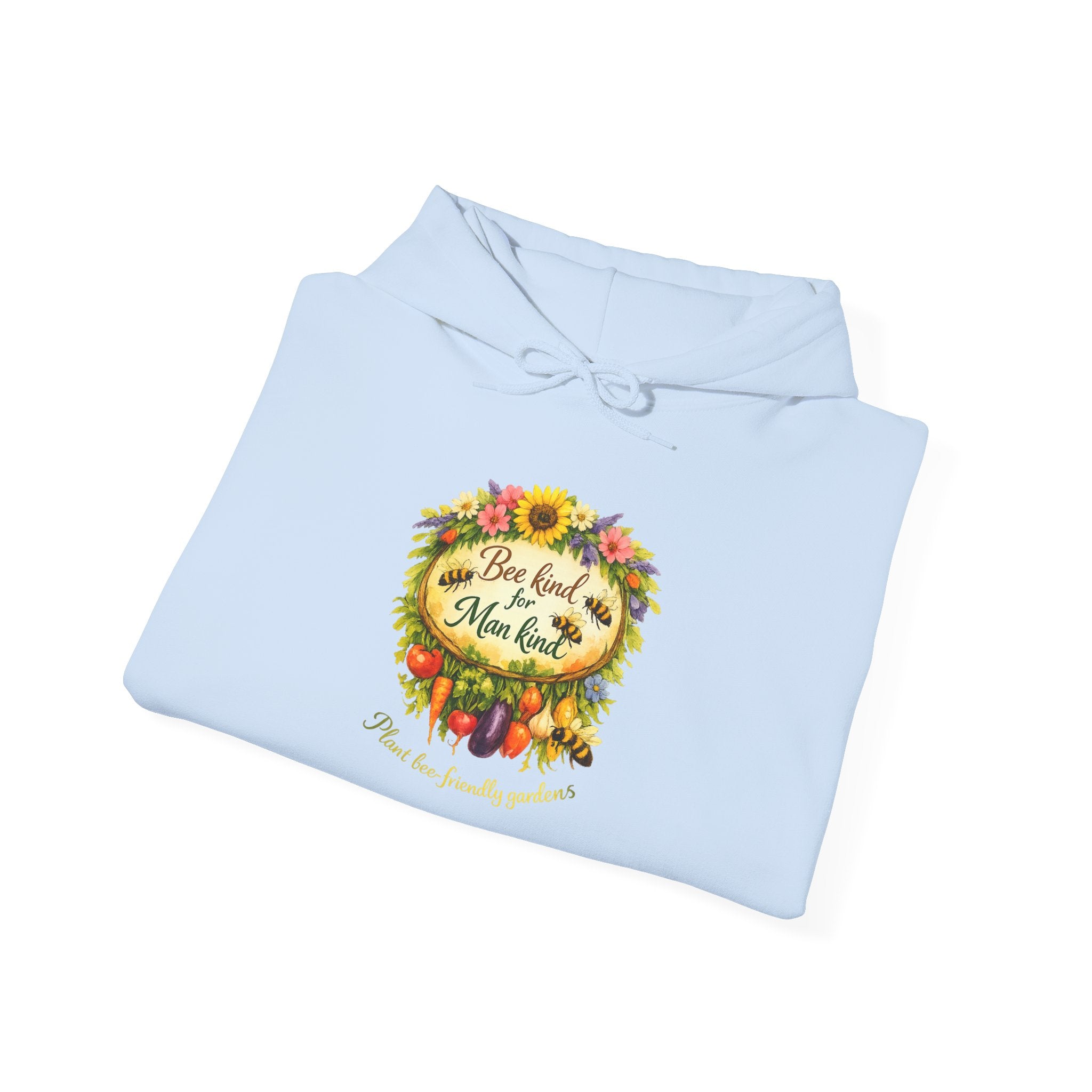 Autumn Floral "Bee Kind to Mankind" Hoodie — Cozy Fall Sweatshirt Gift