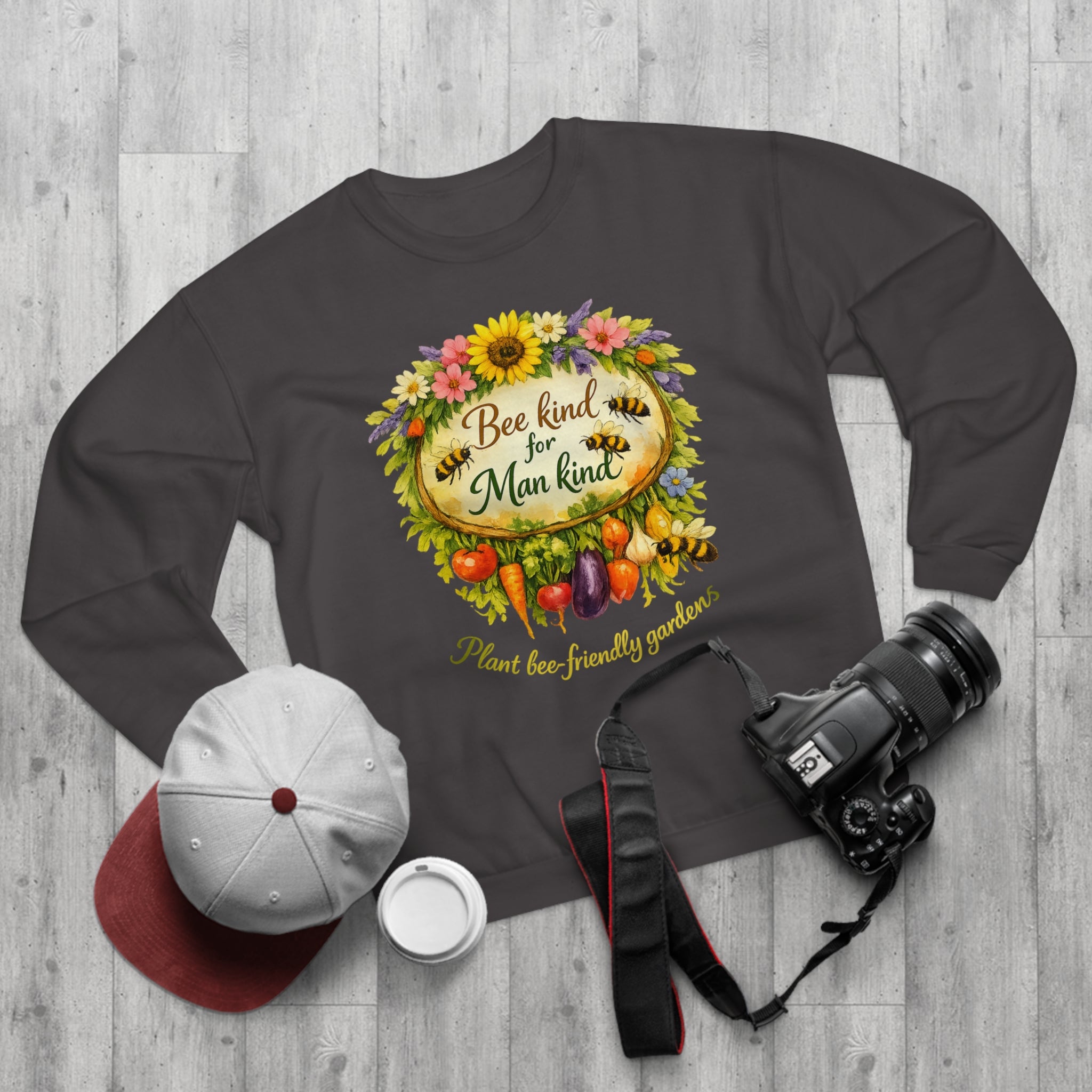 Bee Kind for Mankind Sweatshirt — Floral Sunflower & Bee Graphic Crewneck