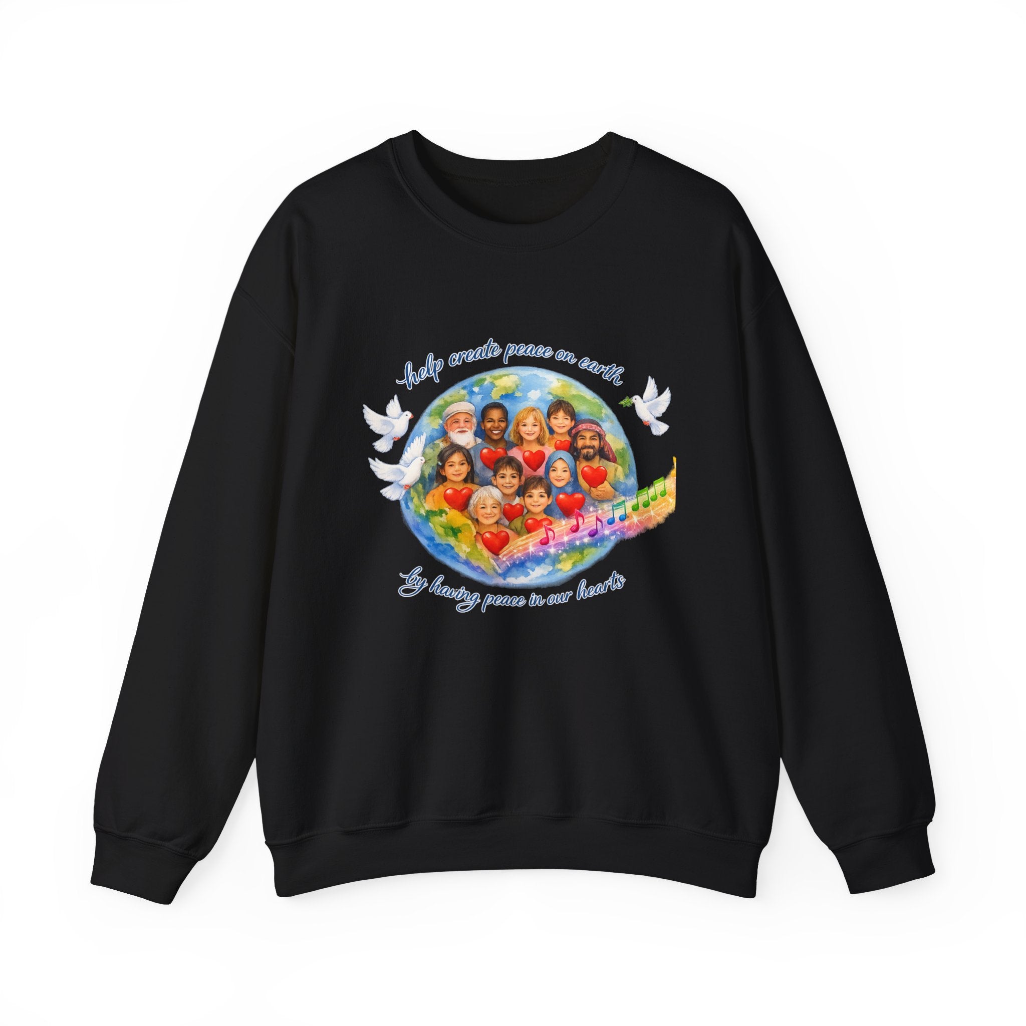 Peace on Earth Crewneck Sweatshirt — "Help Create Peace on Earth" Kids of the World Design