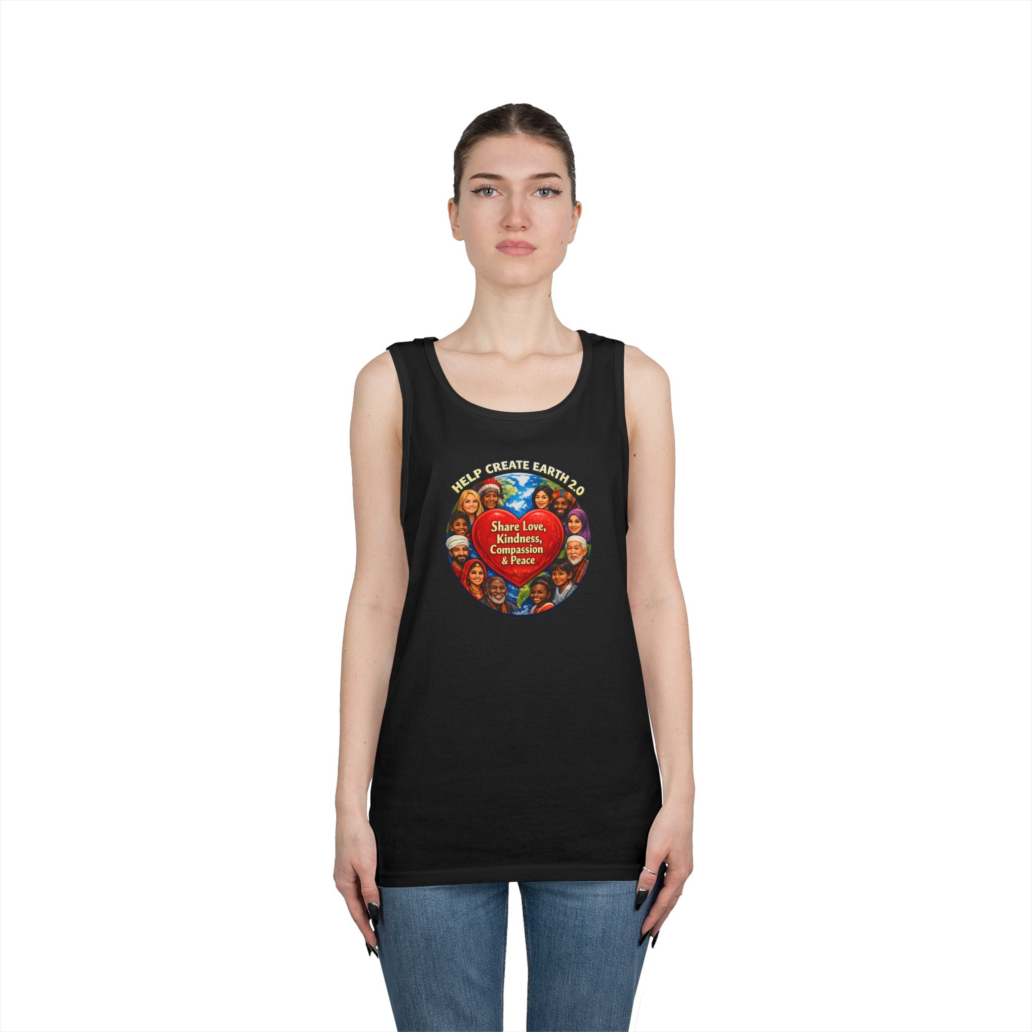 Peace & Kindness Tank Top — "Share Love, Kindness, Compassion & Peace" Graphic