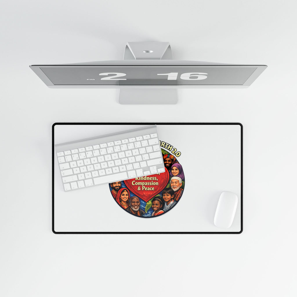 Desk Mat — "Share Love, Kindness, Compassion & Peace" Heart Globe Design