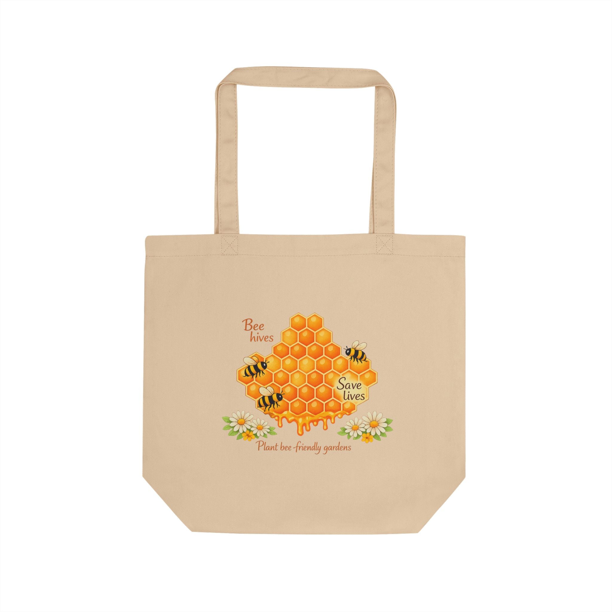 Eco Tote Bag — 'Bee' Kind Honeycomb Tote | Save the Bees, Plant a Pollinator Garden