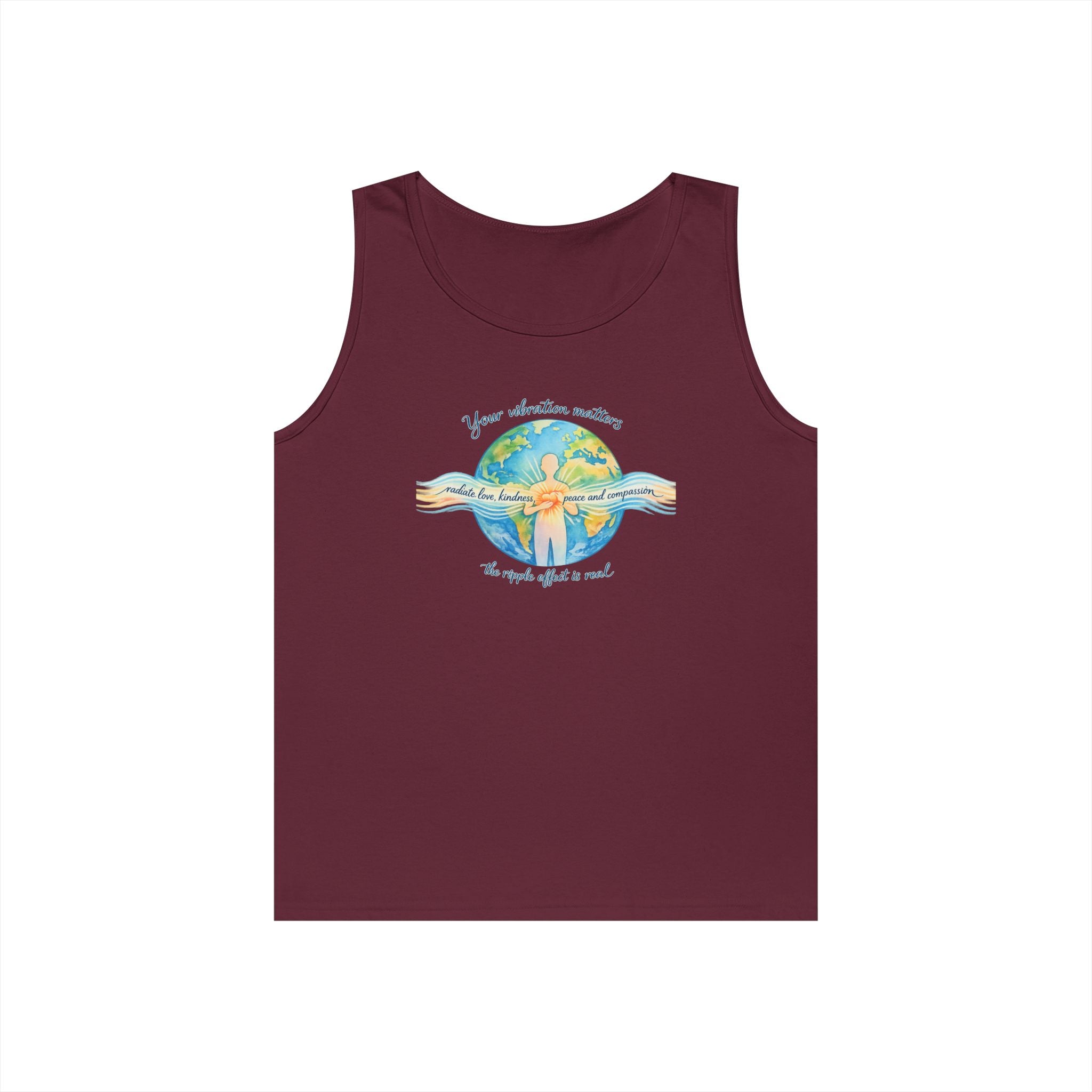 Earth Hug Tank — "Your vibration matters" Eco Positive Graphic Tank Top