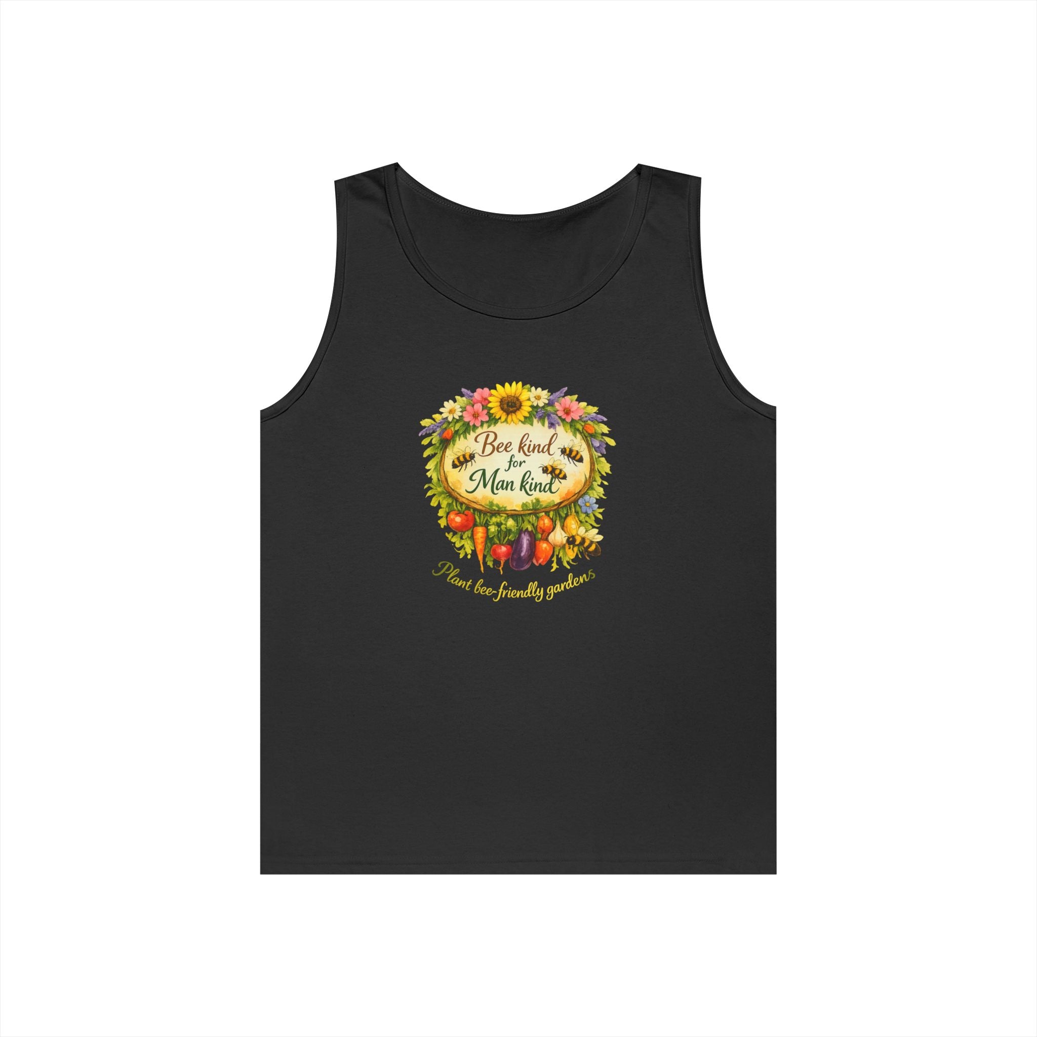 Sunflower Harvest Tank Top — "Bee Kind to mankind" Floral Summer Shirt