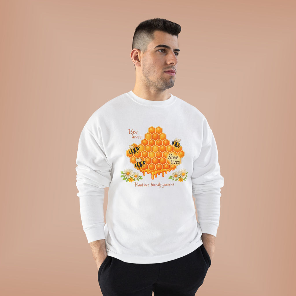 Bee Hive Sweatshirt – Save the Bees Honeycomb Floral Crewneck