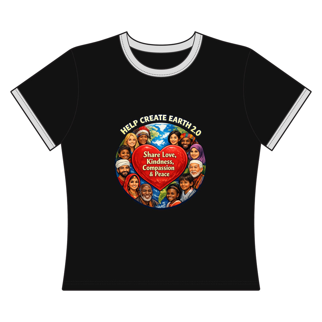 Peace & Unity Ringer Tee — "Share Love, Kindness, Compassion & Peace"