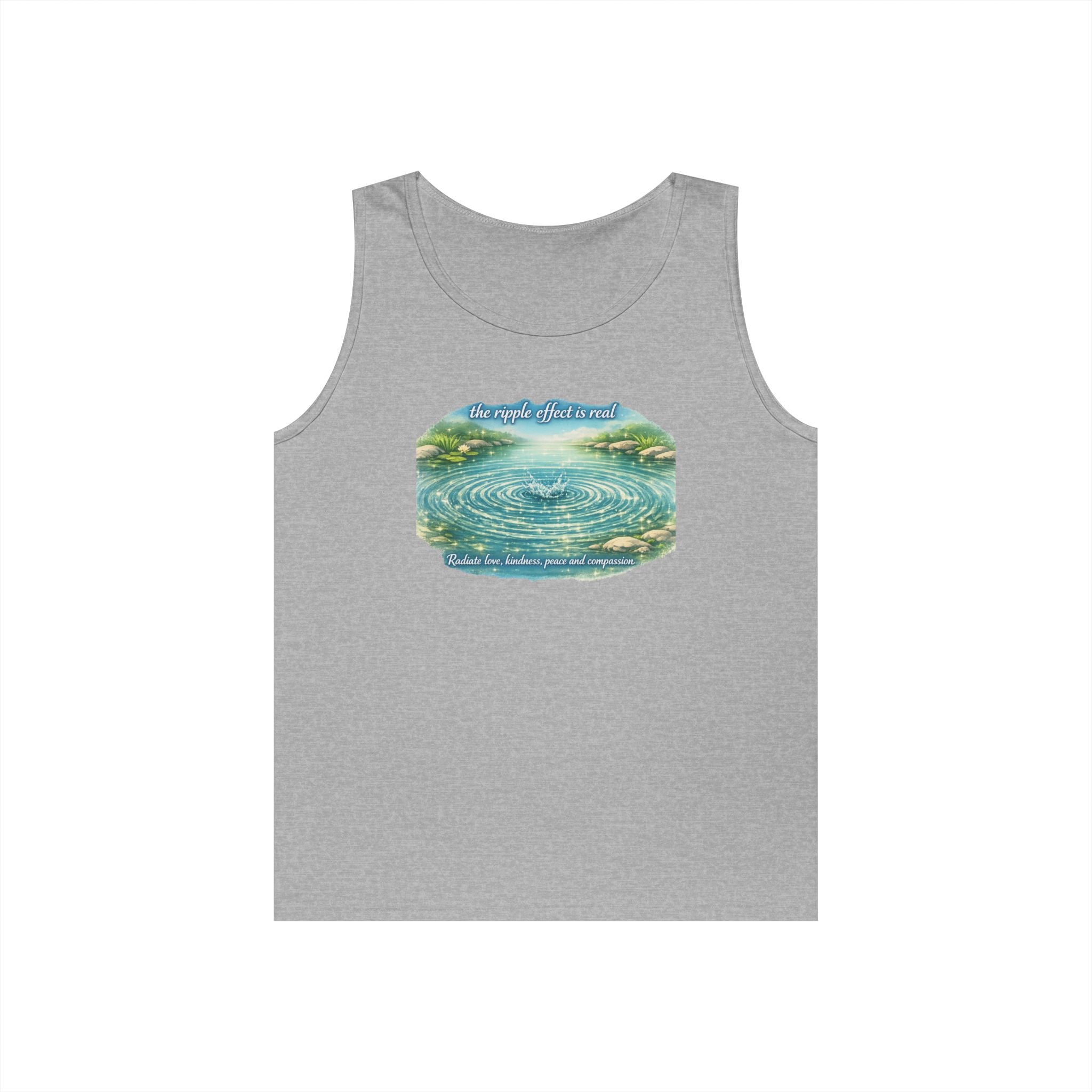 Lake Ripple Nature Tank Top — Serene Watercolor Mountain Pond Design
