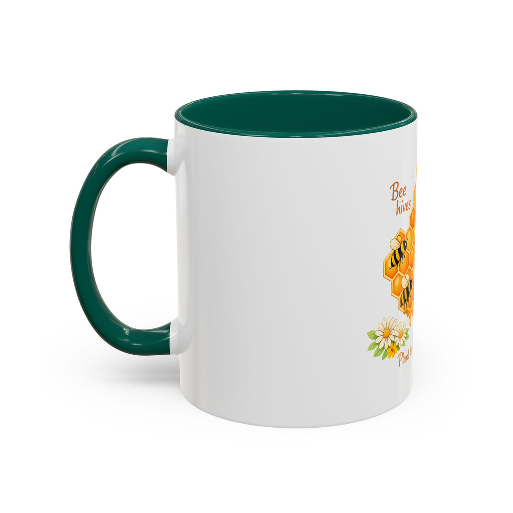 Bee-Friendly Honeycomb Mug — “Bee hives Save Lives” 11oz/15oz