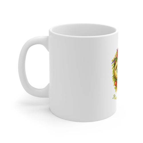Bee Kind for Mankind 11oz Coffee Mug — Floral, Veggie Garden & Bee-Friendly Message