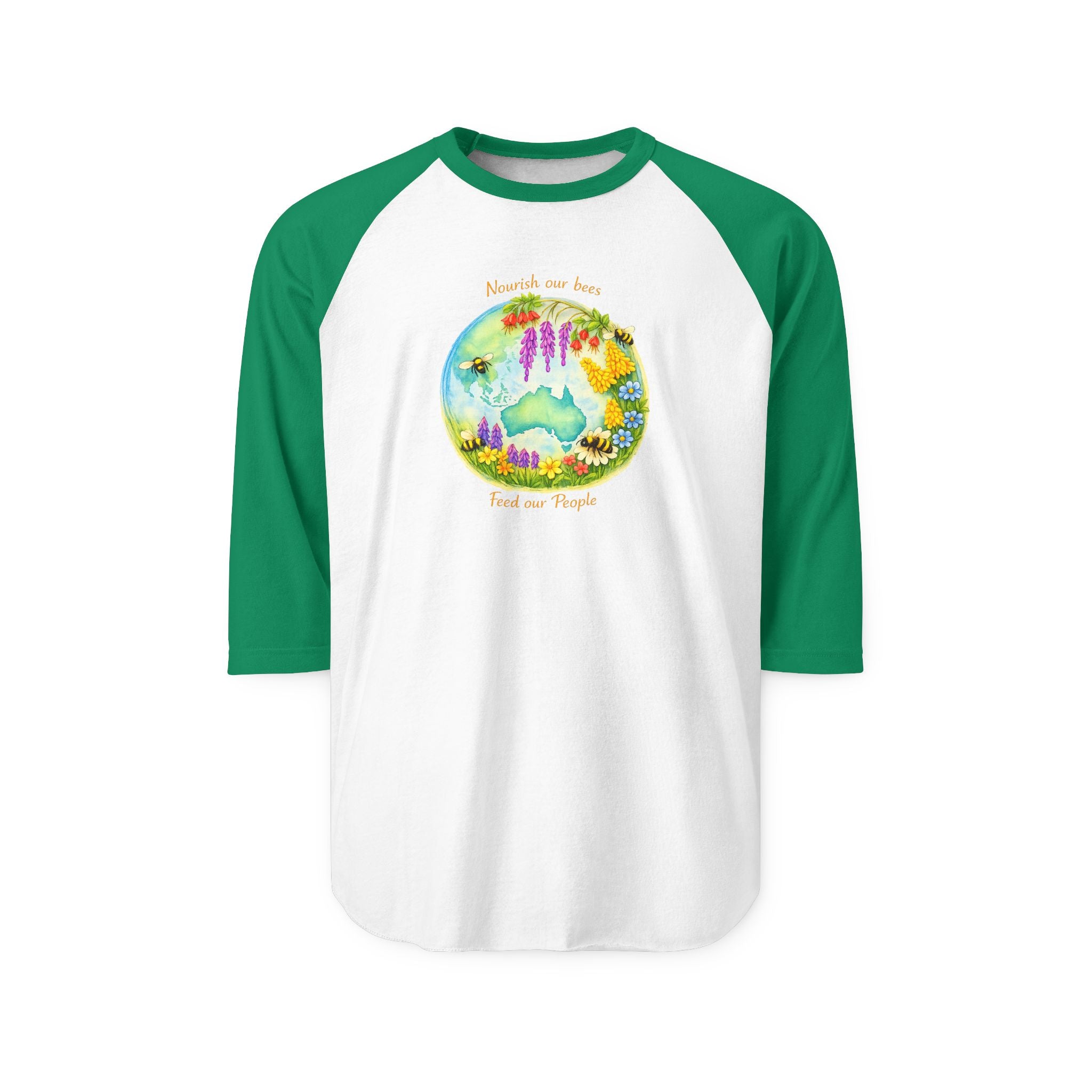Peaceful Nature Baseball Tee - feed our pollinators