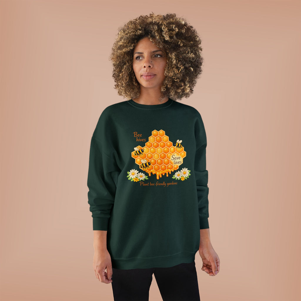 Bee Hive Sweatshirt – Save the Bees Honeycomb Floral Crewneck