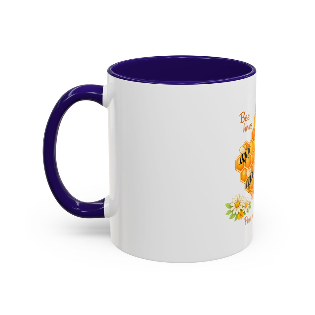 Bee-Friendly Honeycomb Mug — “Bee hives Save Lives” 11oz/15oz