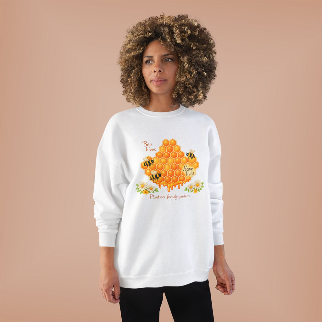Bee Hive Sweatshirt – Save the Bees Honeycomb Floral Crewneck