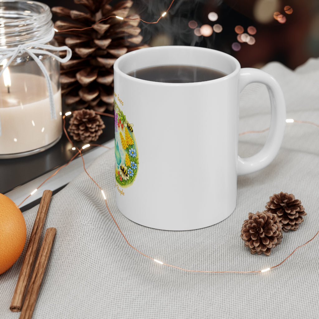 Mug — "Nourish Our Bees, Feed Our People" Australia Floral Bee Conservation Coffee Mug