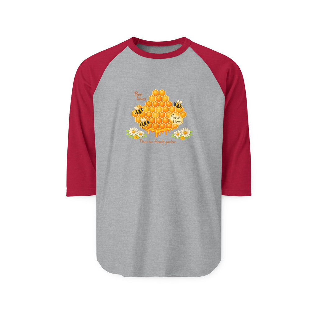 Bee Honeycomb Raglan Shirt — 'Bee Kind' Floral Baseball Tee