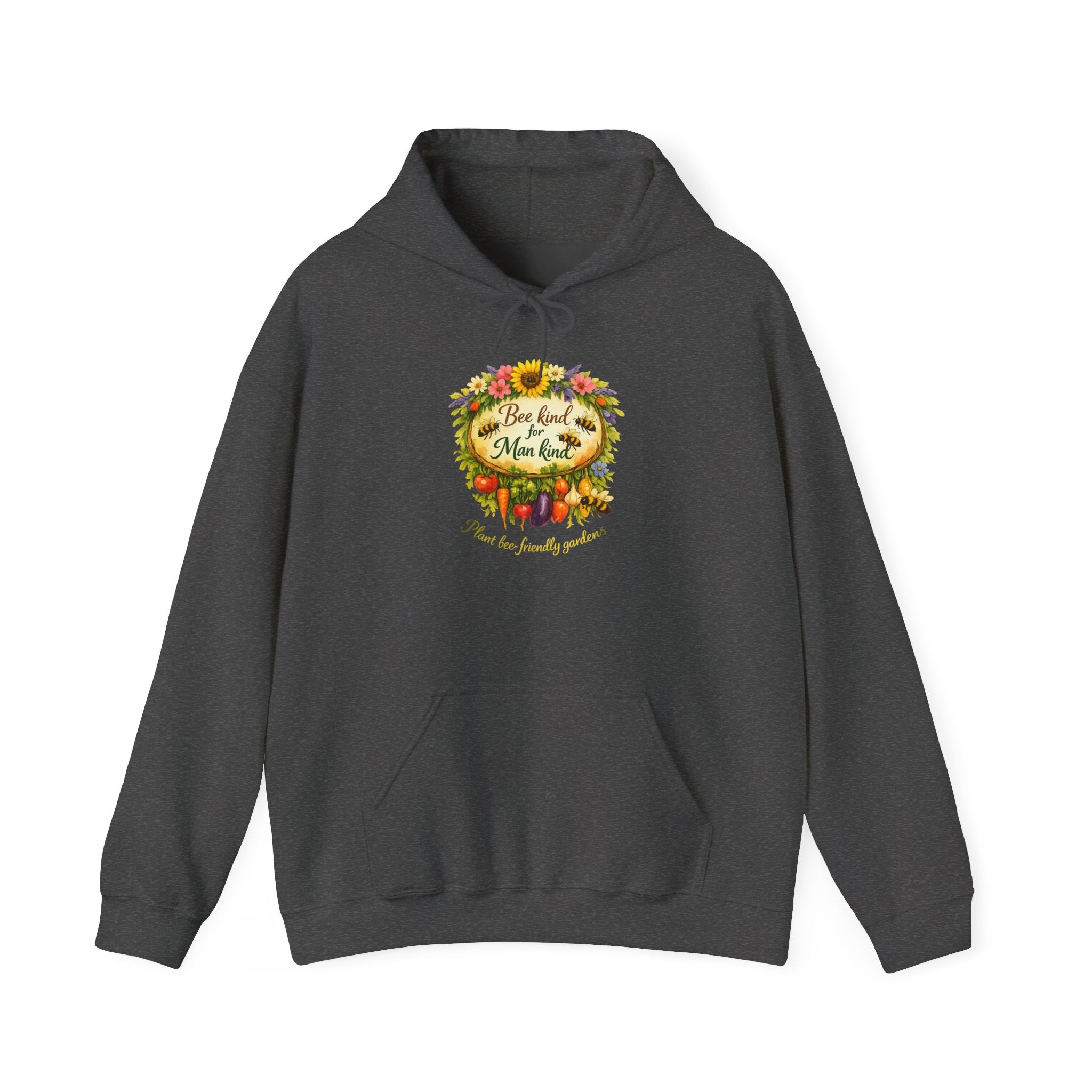 Autumn Floral "Bee Kind to Mankind" Hoodie — Cozy Fall Sweatshirt Gift