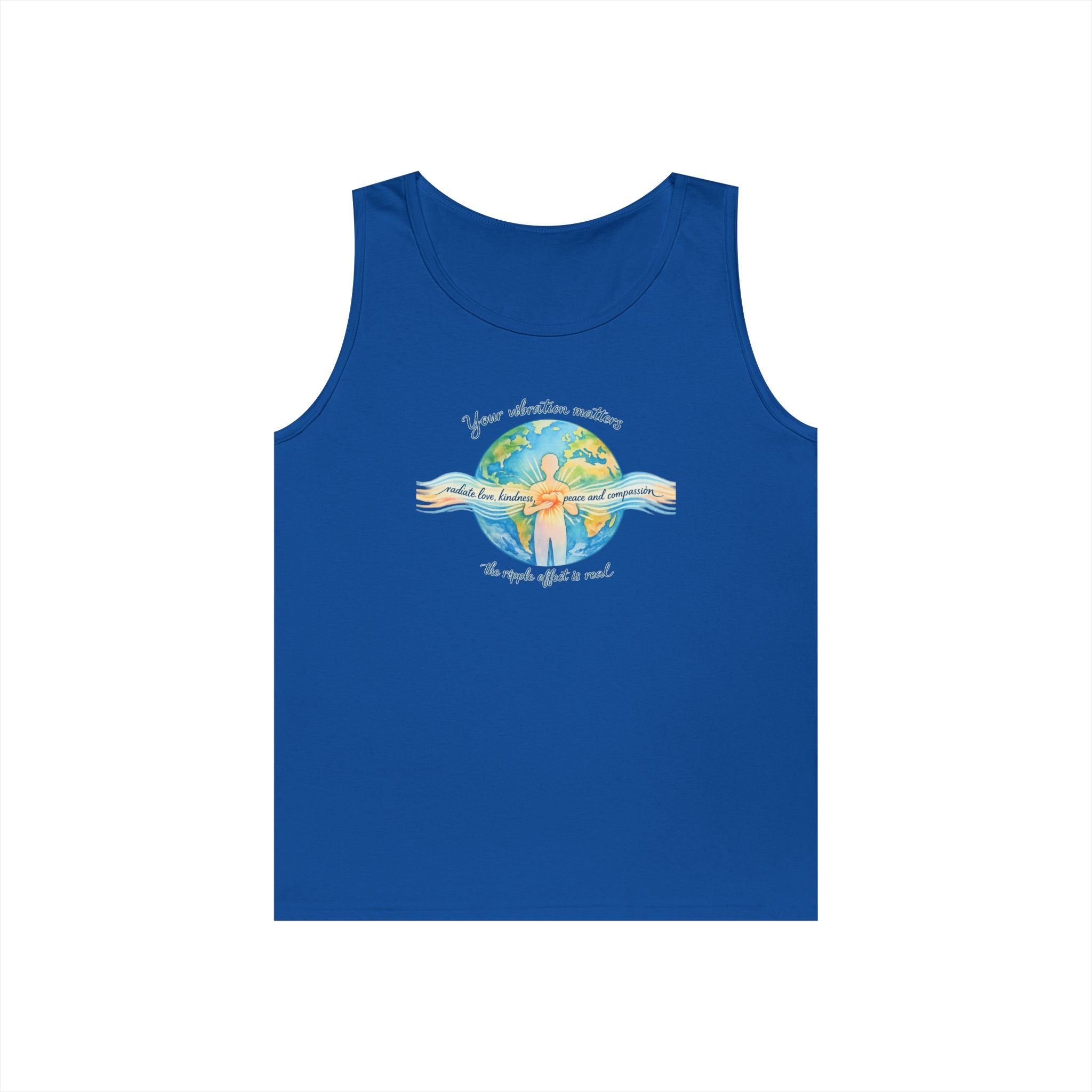 Earth Hug Tank — "Your vibration matters" Eco Positive Graphic Tank Top