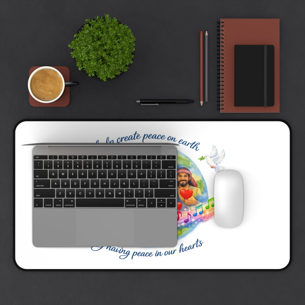 Radiate Peace Desk Mat — Inspirational Quote Desk Pad