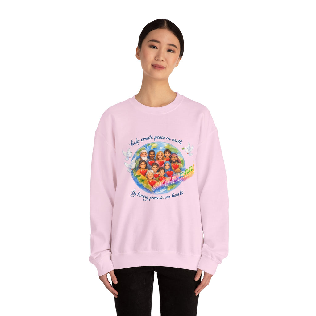 Peace on Earth Crewneck Sweatshirt — "Help Create Peace on Earth" Kids of the World Design