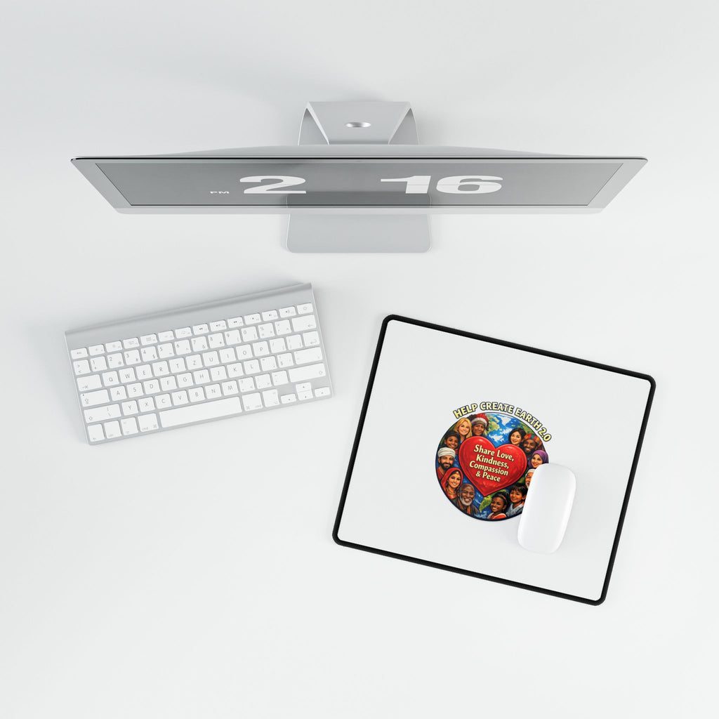 Desk Mat — "Share Love, Kindness, Compassion & Peace" Heart Globe Design