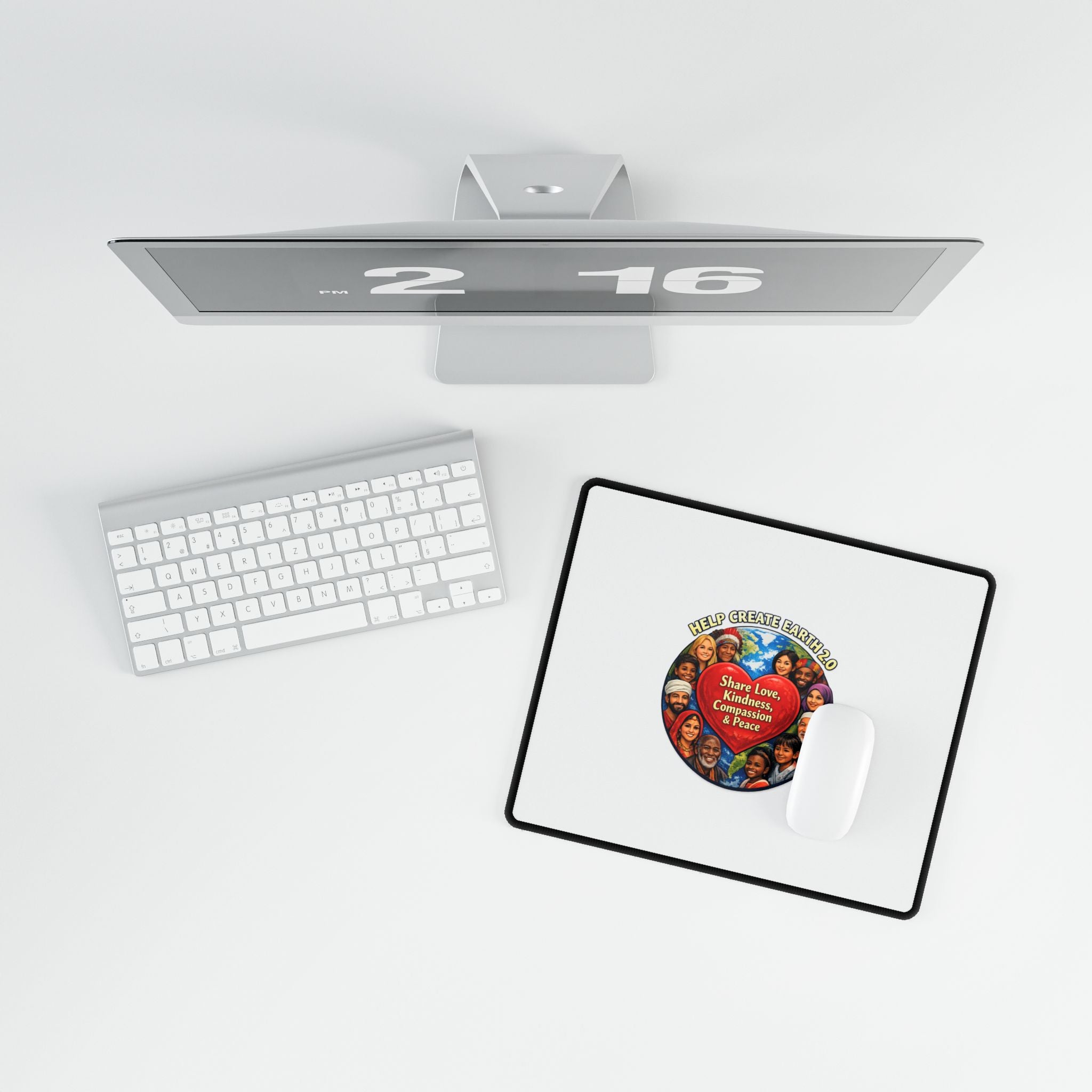 Desk Mat — "Share Love, Kindness, Compassion & Peace" Heart Globe Design